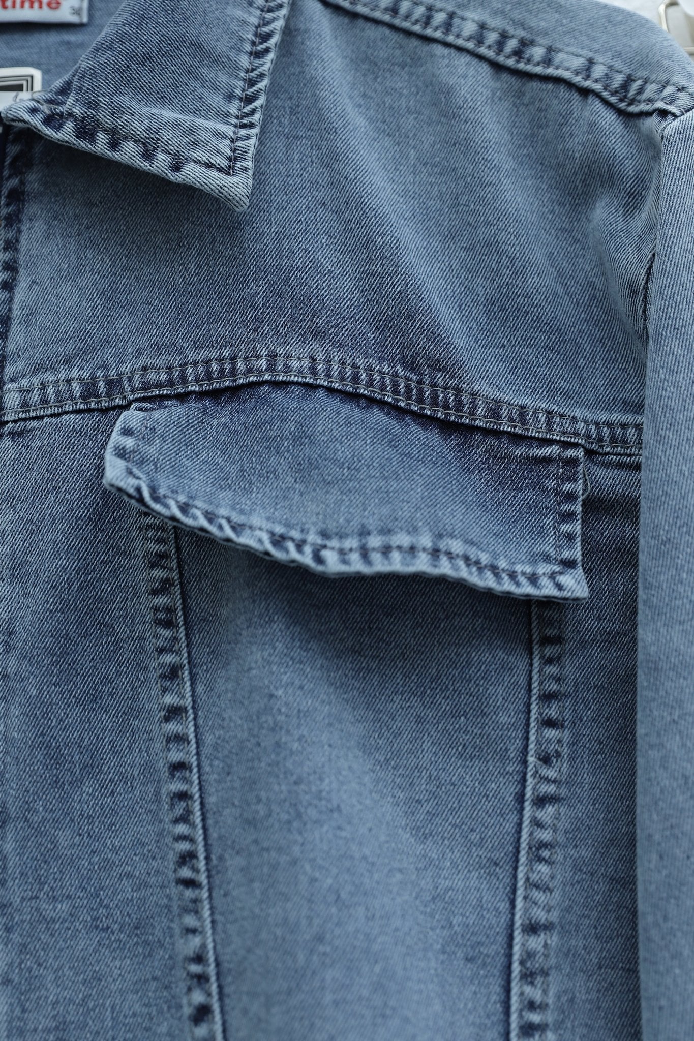 Fringe Zip Front Pocket Detail Denim Jacket and Skirt Co-ord Set - Ice Blue - Podyumplus - by Peralane - photo 7