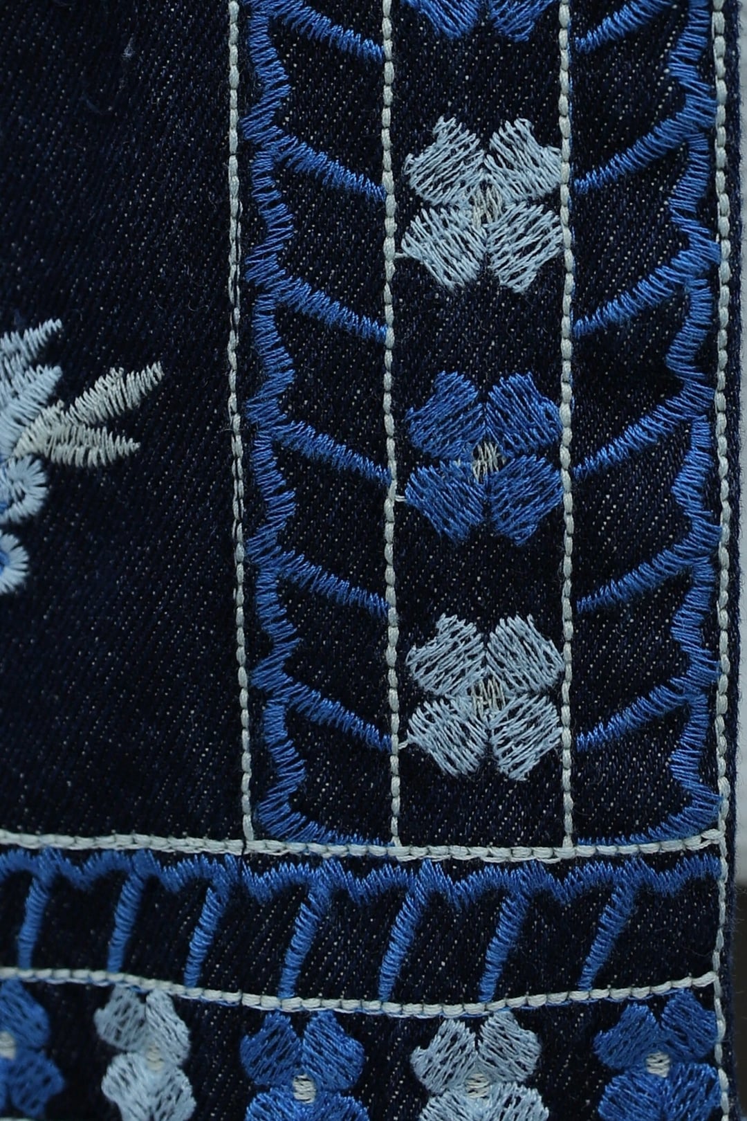 Dark Navy Embroidered Denim Jacket with Notched Collar - Podyumplus - by Peralane - photo 7