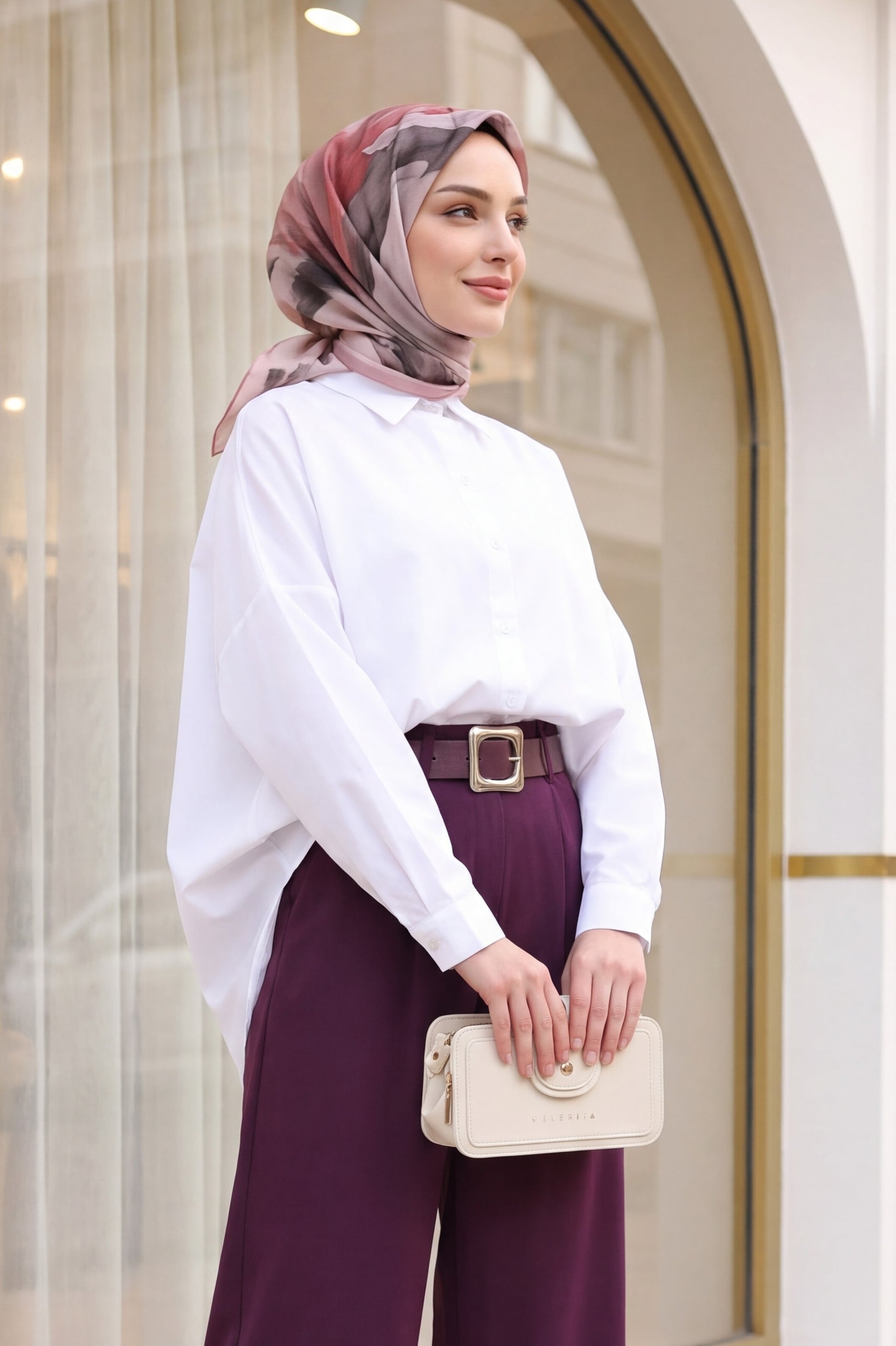 White Button-Down Batwing Sleeve Blouse - Podyumplus - by Peralane