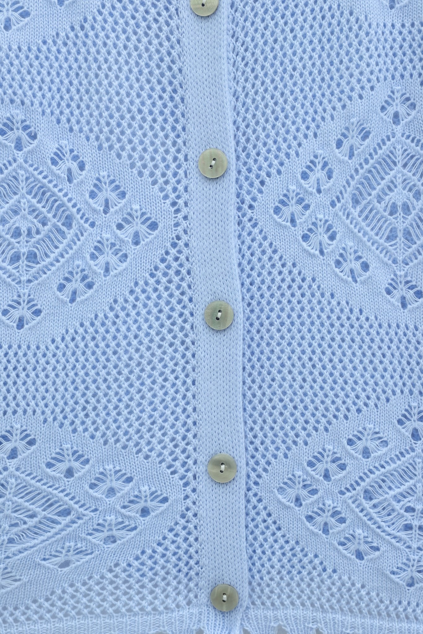 Geometric Patterned Open-Knit Button Cardigan - Baby Blue - Podyumplus - by Peralane - photo 6