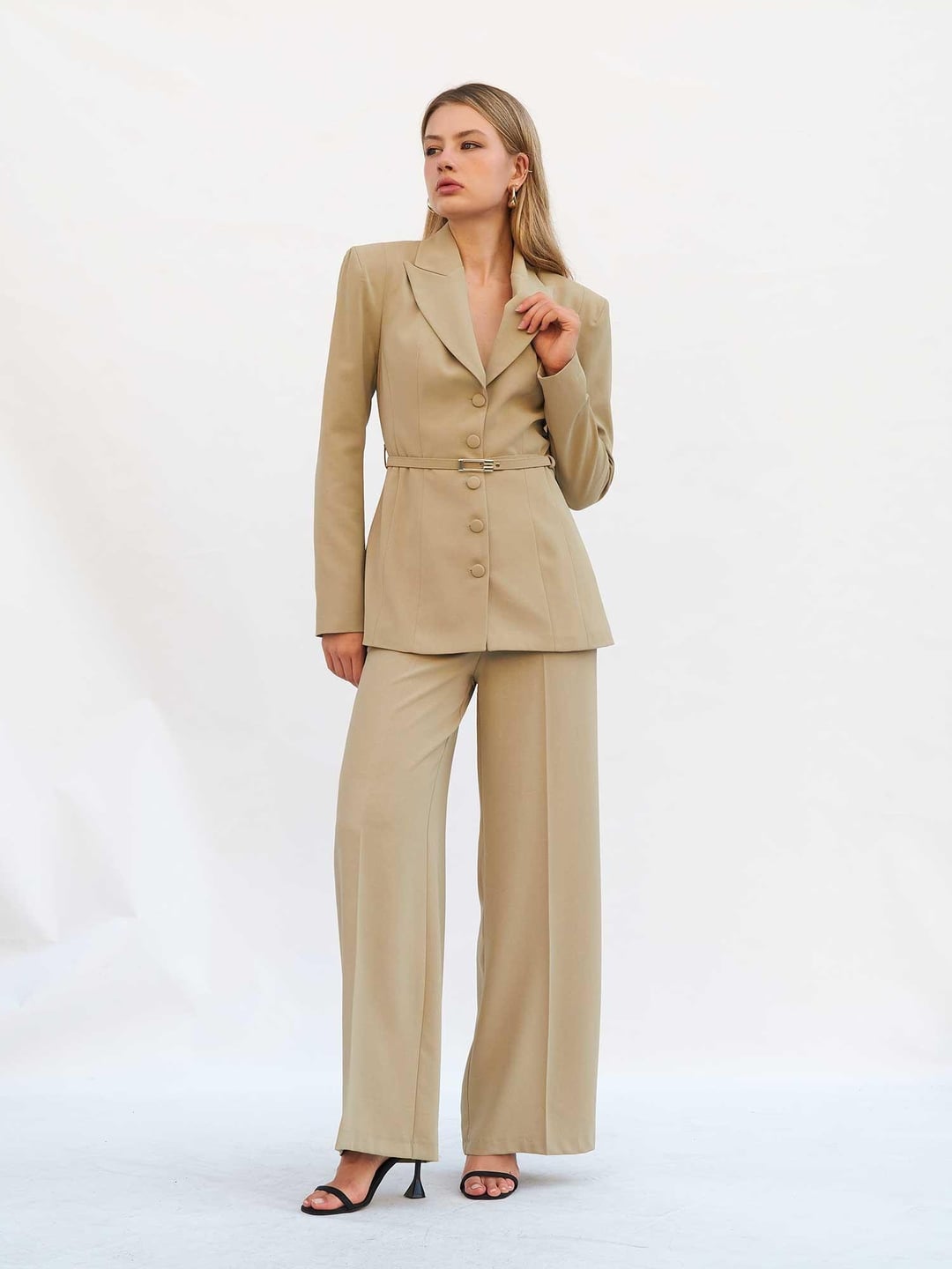 Women's High-Waist Wide-Leg Trousers in Light Green - Lefon - by Peralane - photo 4