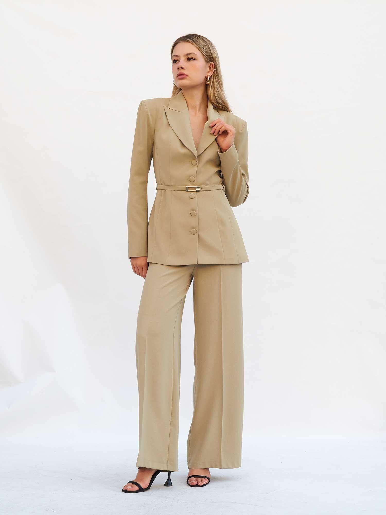 Women's High-Waist Wide-Leg Trousers in Light Green - Lefon - by Peralane - photo 4