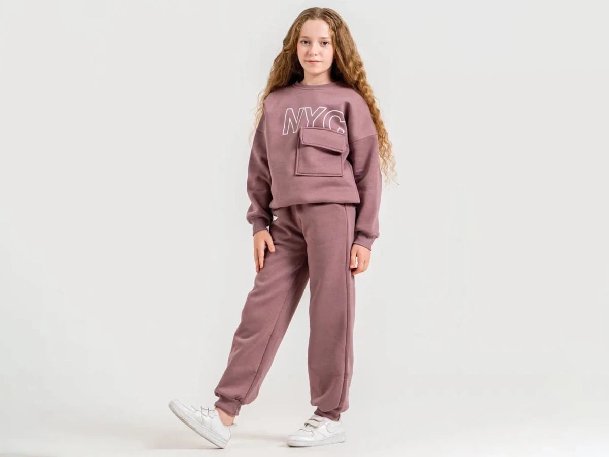 NYC Print Hooded Pocket Sweatshirt and Trousers Girls' Set - ÖZ Bebe - by Peralane