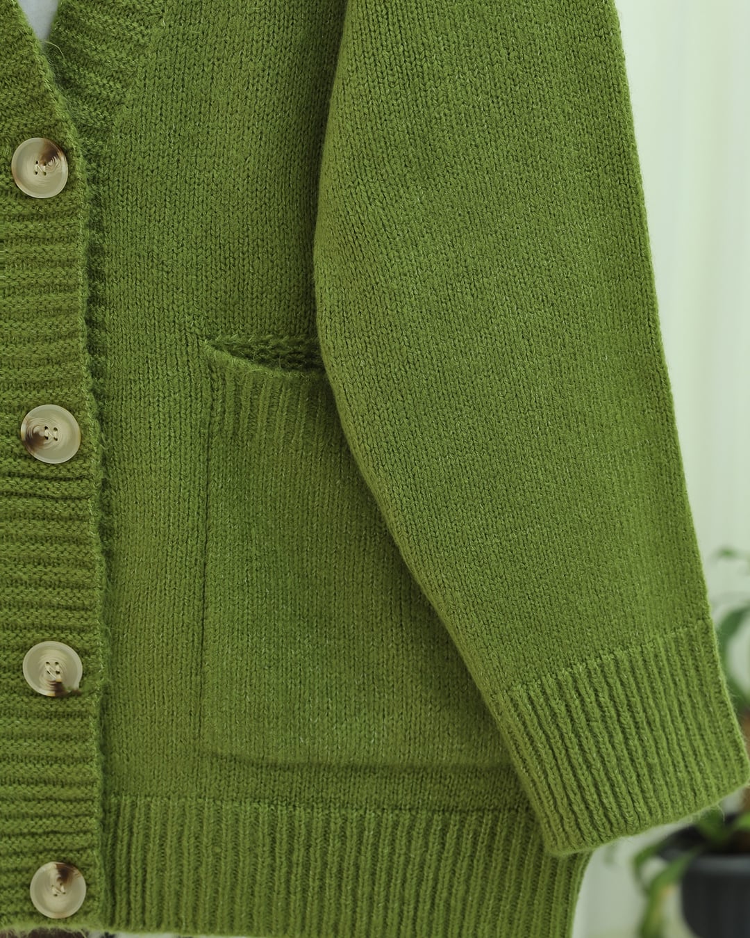 Button-Front Patch Pocket Relaxed Knit Cardigan - Light Green - Podyumplus - by Peralane - photo 8