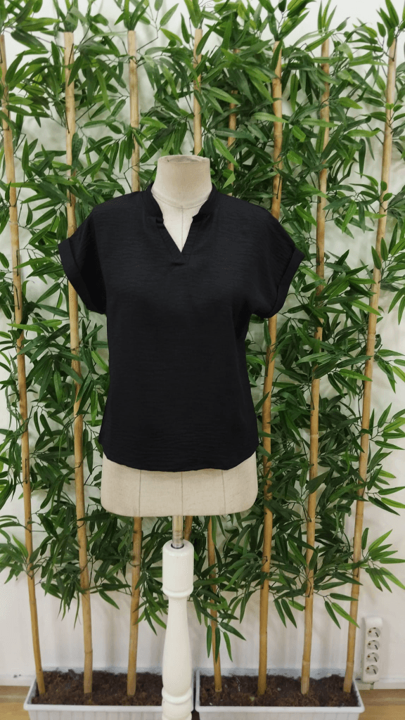 Women's Sofya Blouse with Short Cuffed Sleeves and V-Neckline - Janes - by Peralane - photo 6