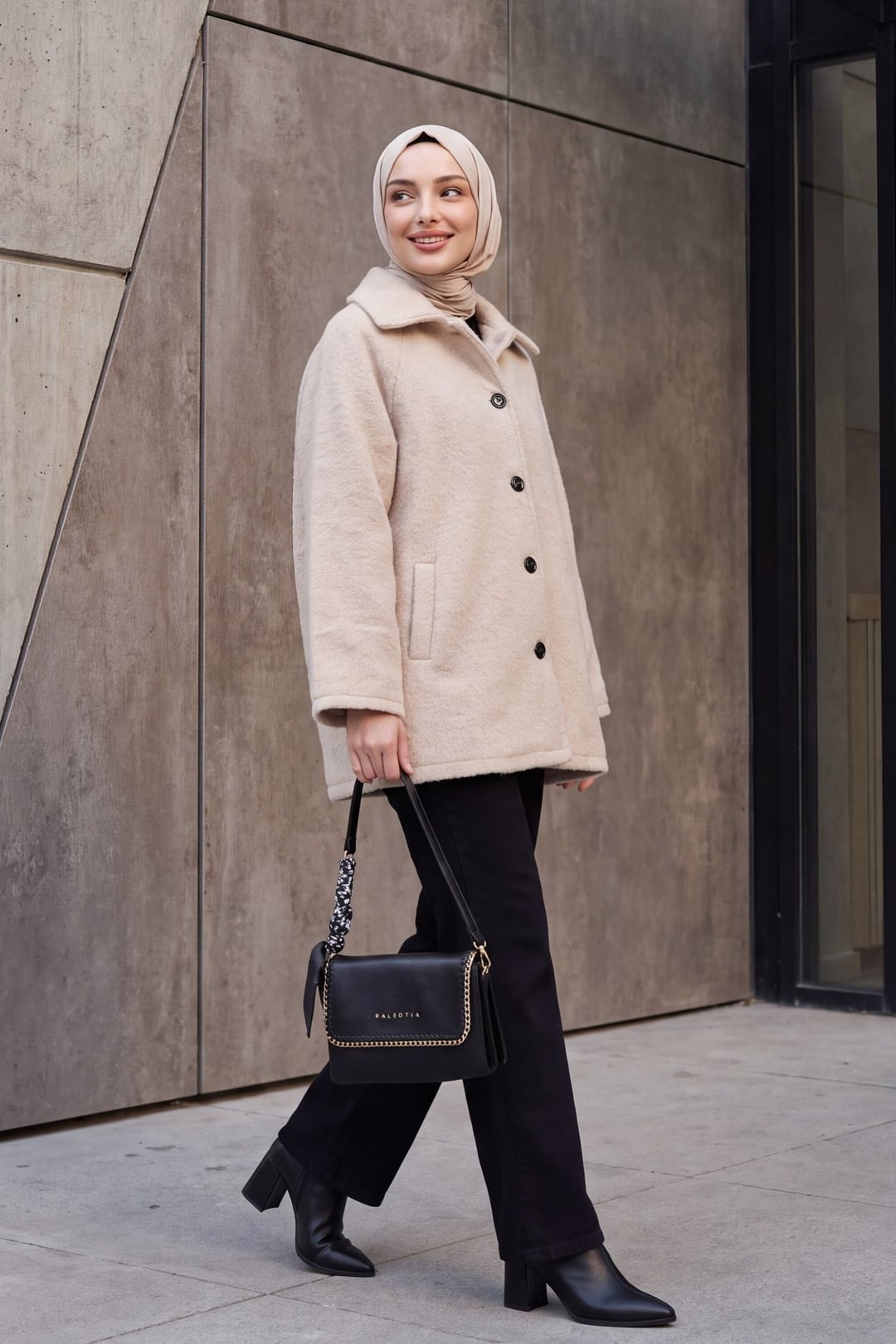 Double-Pocket Button-Front Lined Boucle Coat - Ecru - Podyumplus - by Peralane - photo 6