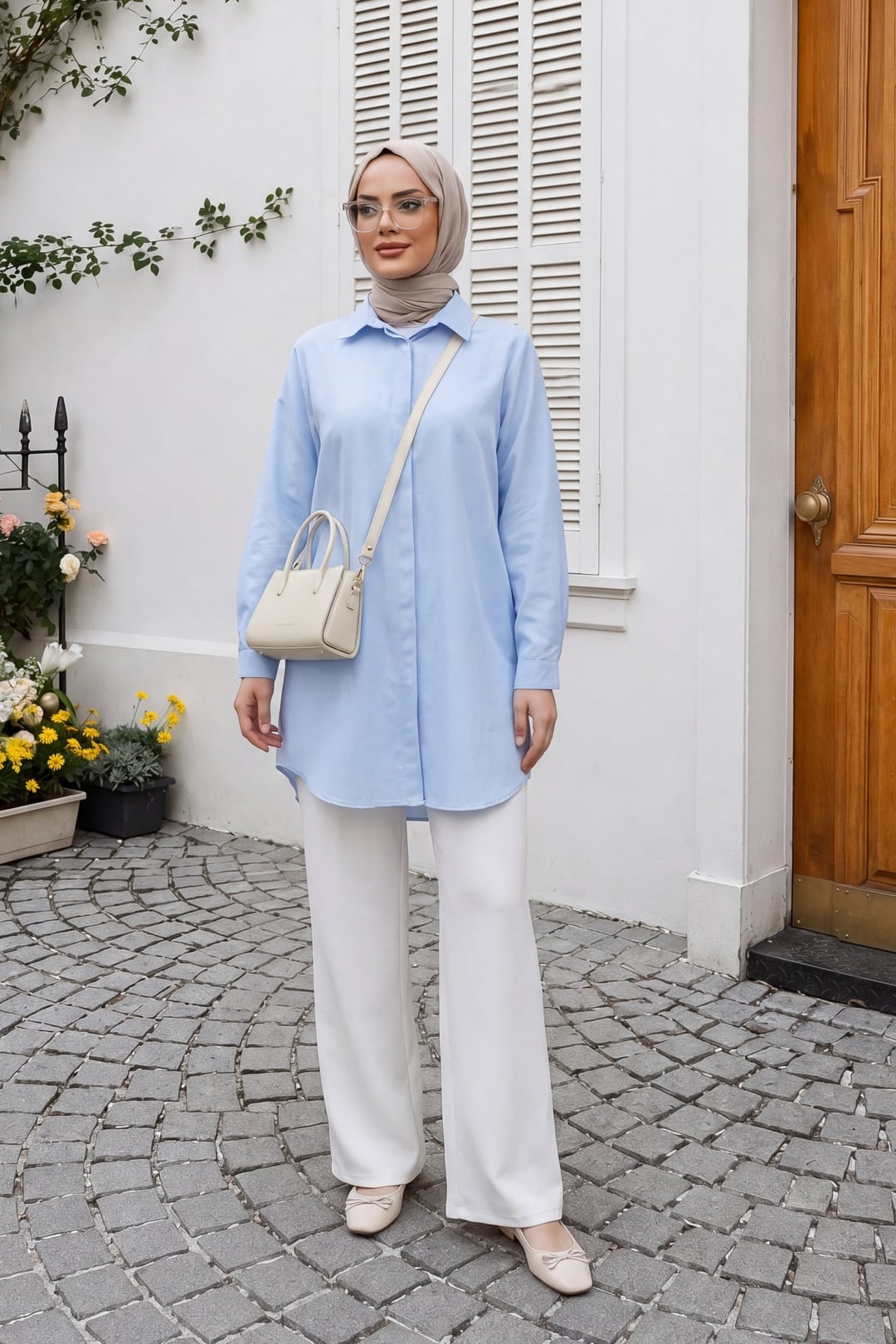 Hidden Button Oval Cut Long Shirt - Baby Blue - Podyumplus - by Peralane - photo 5