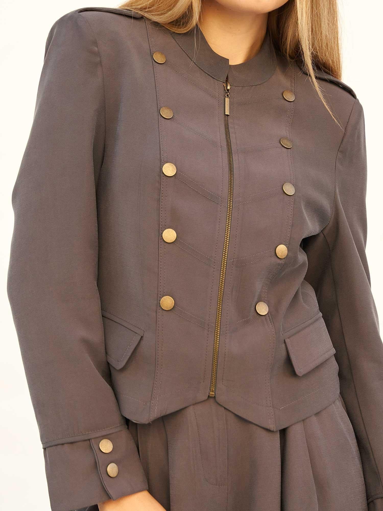 Women's Grey Napoleon Jacket with Gold Buttons - Lefon - by Peralane - photo 7