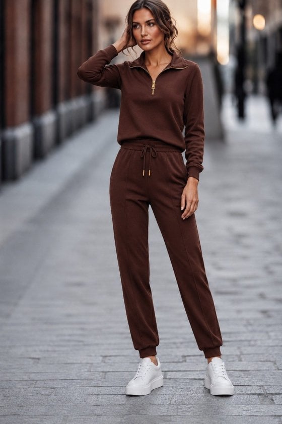 Women's Long Sleeve Quarter-Zip Knit Sweatshirt and Drawstring Trousers Lounge Set - Janes - by Peralane - photo 3