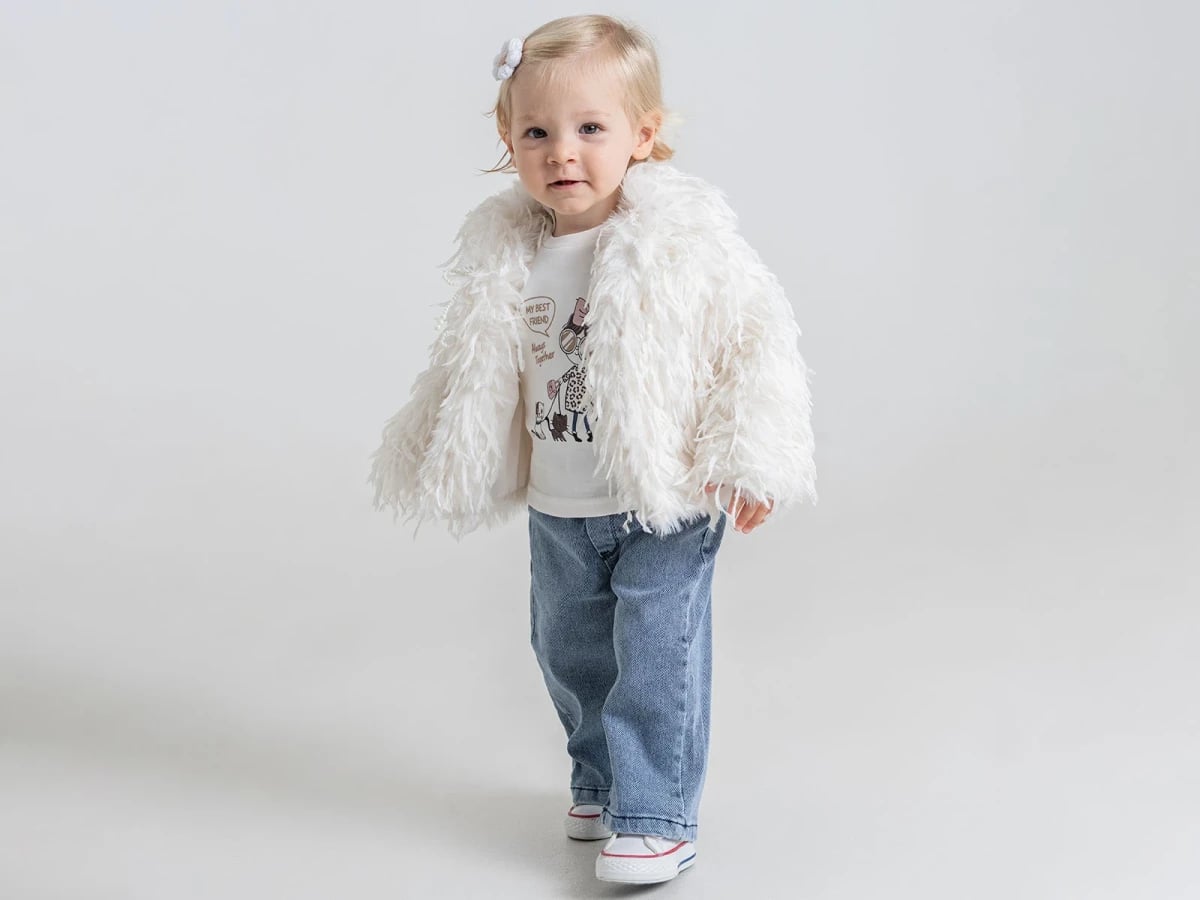 Girls' Printed Faux Fur Jacket Baby 3-Piece Set - Pampal Kids - by Peralane