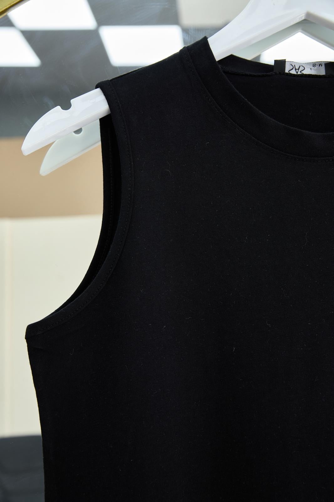 Round Neck Sleeveless Cotton Undershirt - Black - Podyumplus - by Peralane - photo 5