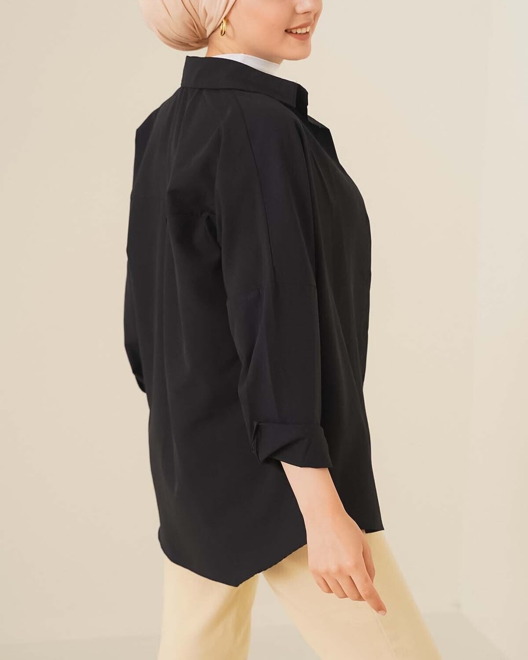 Oversize Basic Modest Tunic Top - Black - Bigdart - by Peralane - photo 3