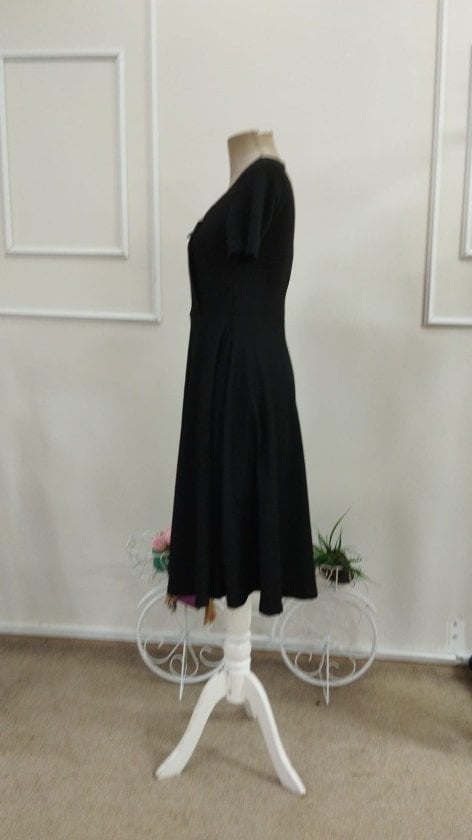 Women's Short Sleeve Asymmetric Neckline Midi Crepe Dress - Janes - by Peralane - photo 6