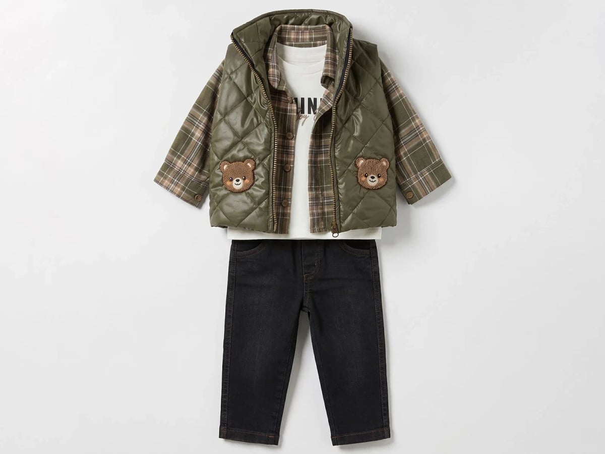 Boys' 4-Piece Set with Quilted Vest, Plaid Shirt, and Trousers - Canoz - by Peralane