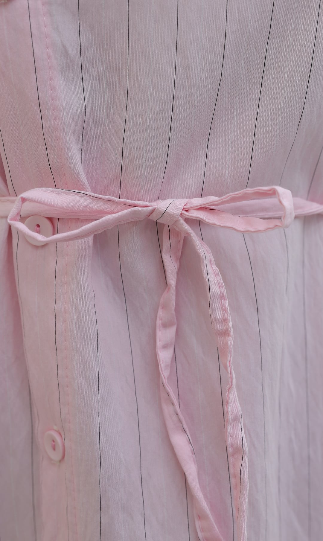 Side-Collar Striped Crinkle Tunic with Tie Belt - Pink - Podyumplus - by Peralane - photo 6