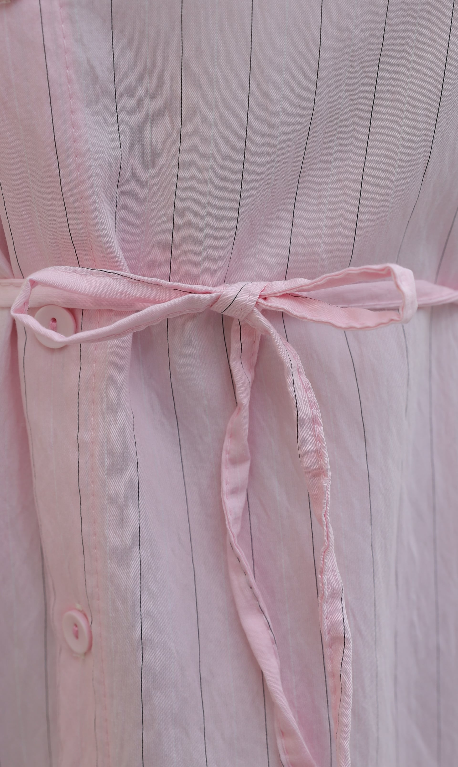 Side-Collar Striped Crinkle Tunic with Tie Belt - Pink - Podyumplus - by Peralane - photo 6