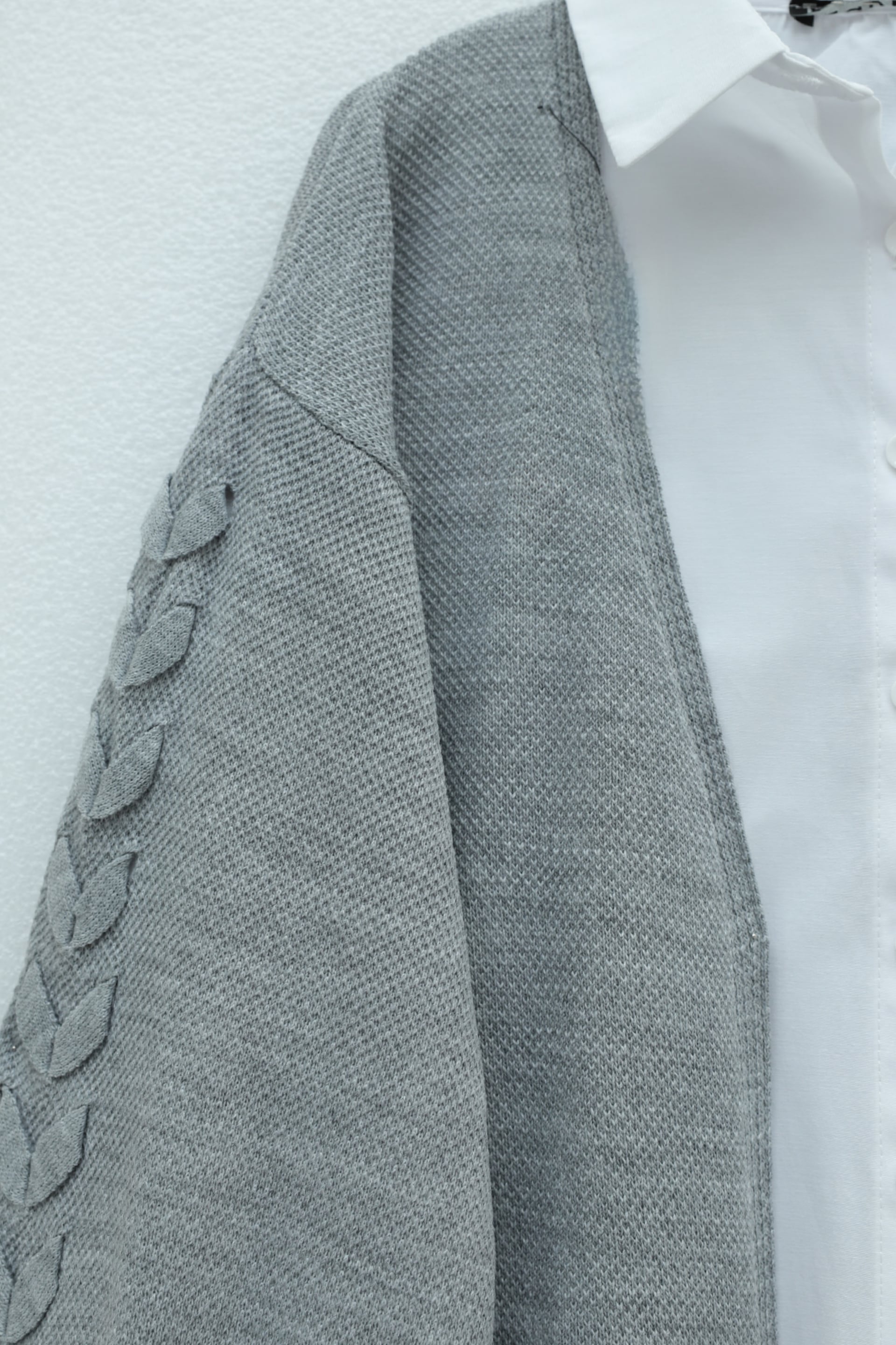 Grey Braided Sleeve Relaxed Knit Cardigan - Podyumplus - by Peralane - photo 6
