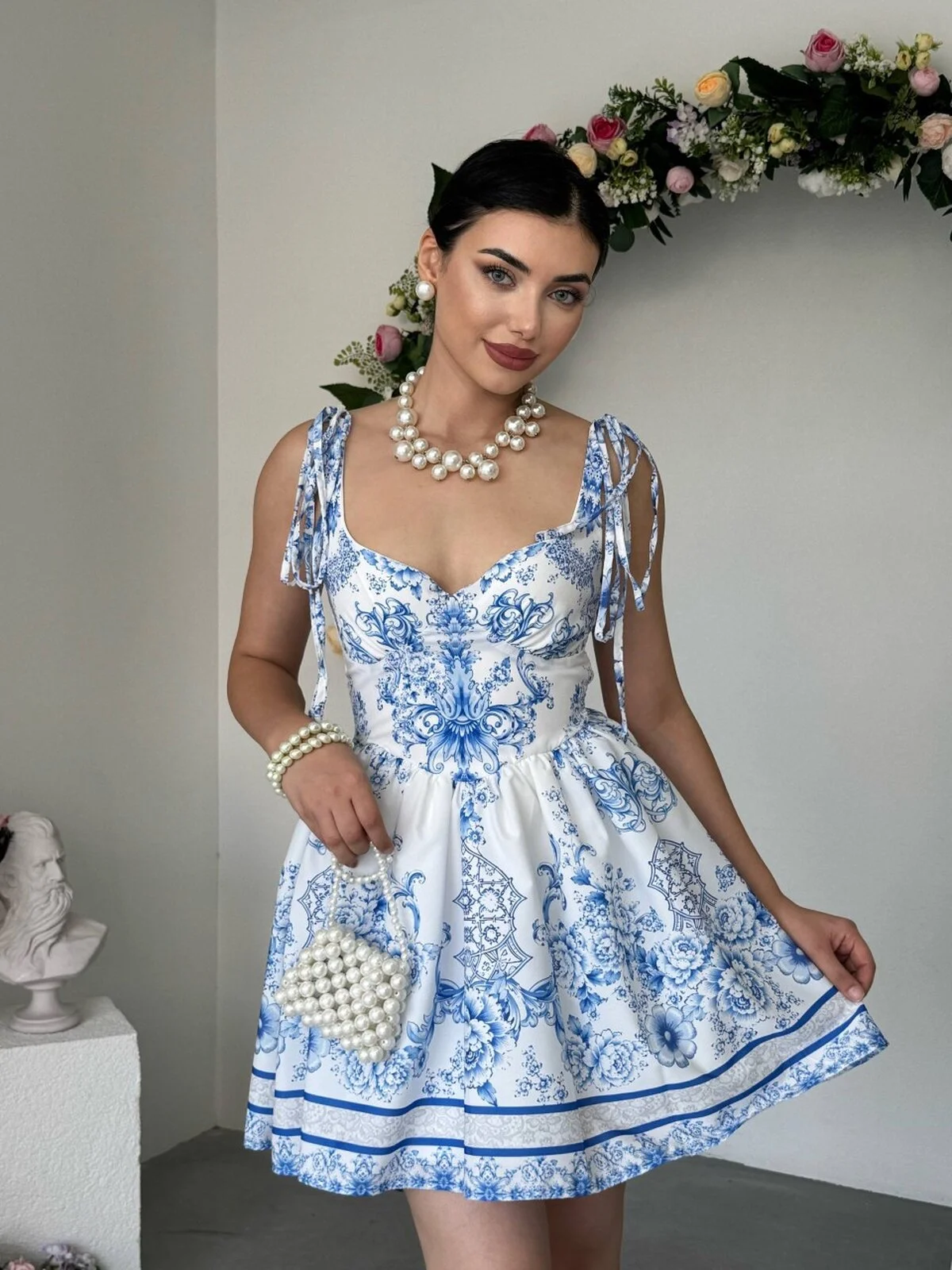 Denay Floral Print Mini Dress with Tie Shoulder Straps - Etika - by Peralane - photo 7