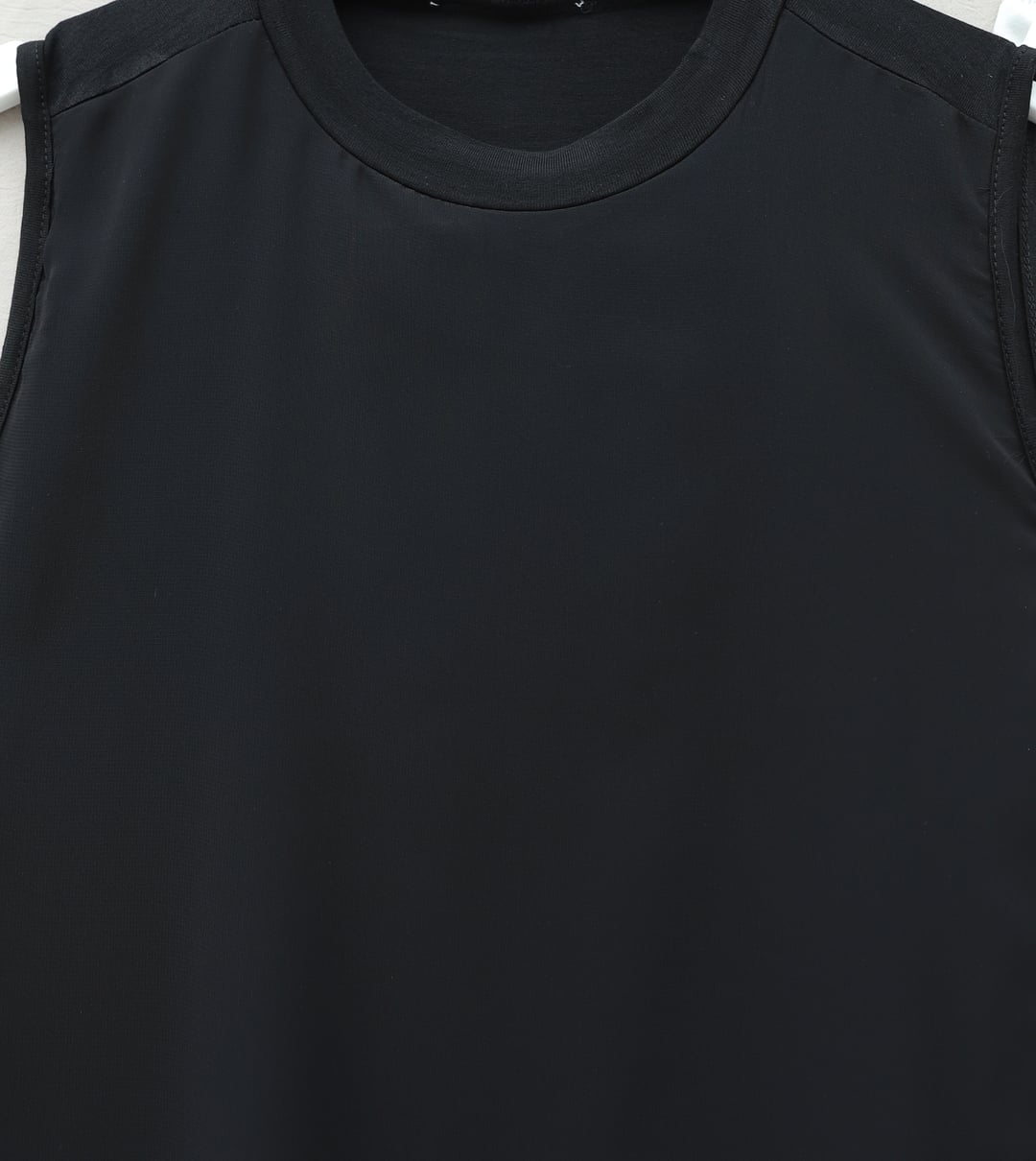 Sleeveless Chiffon Detail Jersey Top - Black - Podyumplus - by Peralane - photo 4