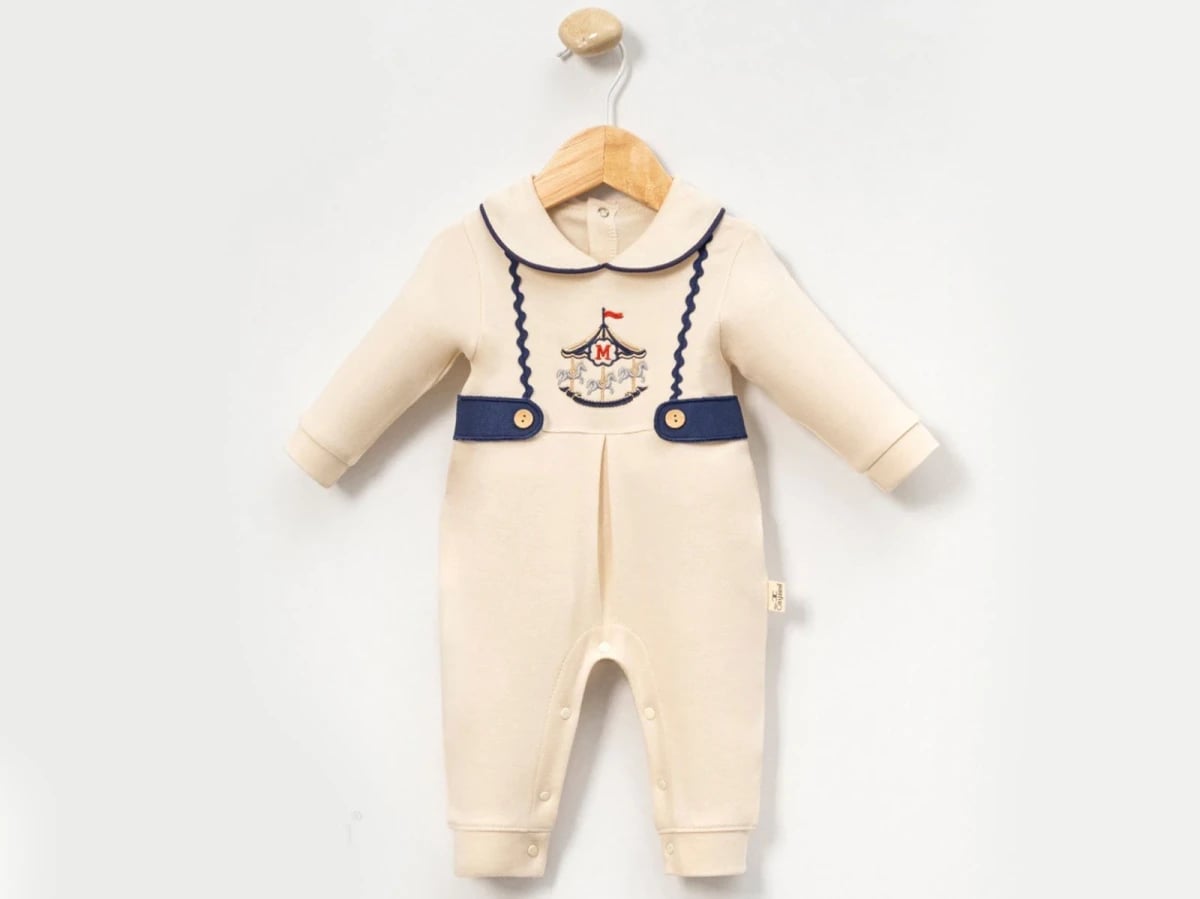Cream Baby Romper with Carousel Embroidery - Pack of 3 - Cayzen - by Peralane