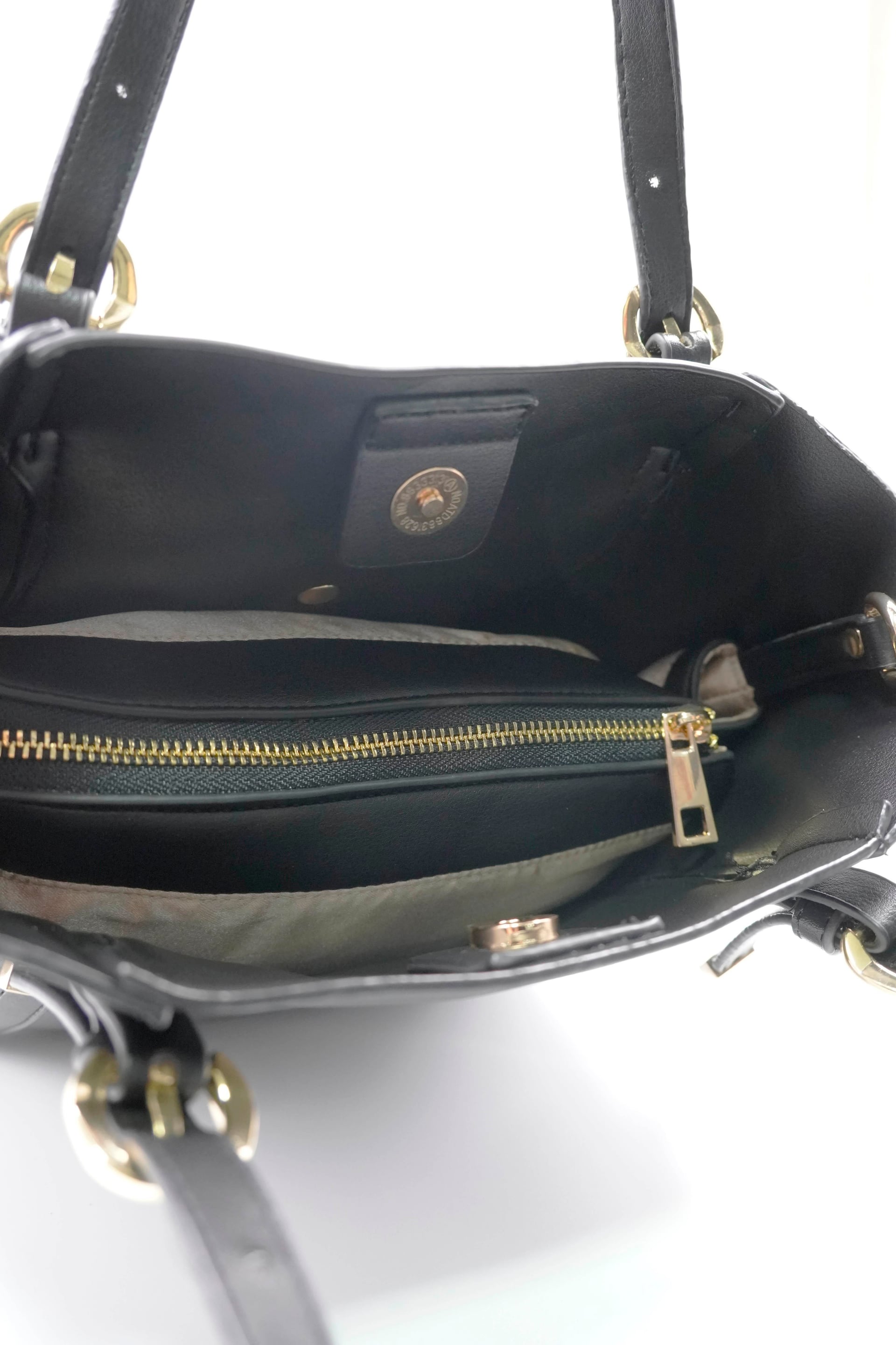 Mila Black Vegan Leather Women's Shoulder Bag with Buckle Details - Aron Atelier - by Peralane - photo 5