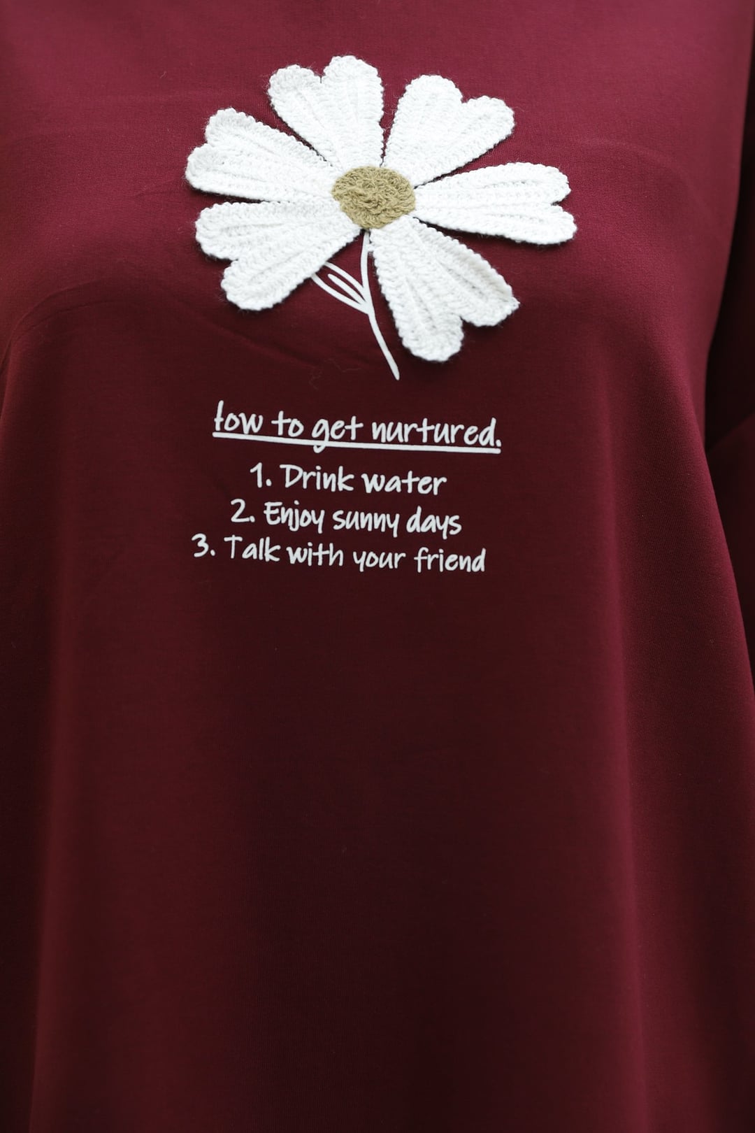 Maroon Bicycle Neck Jersey Tunic with Floral Embroidery - Podyumplus - by Peralane - photo 7