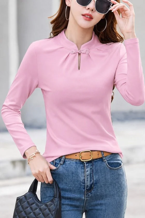 Women's Long Sleeve High Neck Knotted Modal Blouse - Janes - by Peralane - photo 2