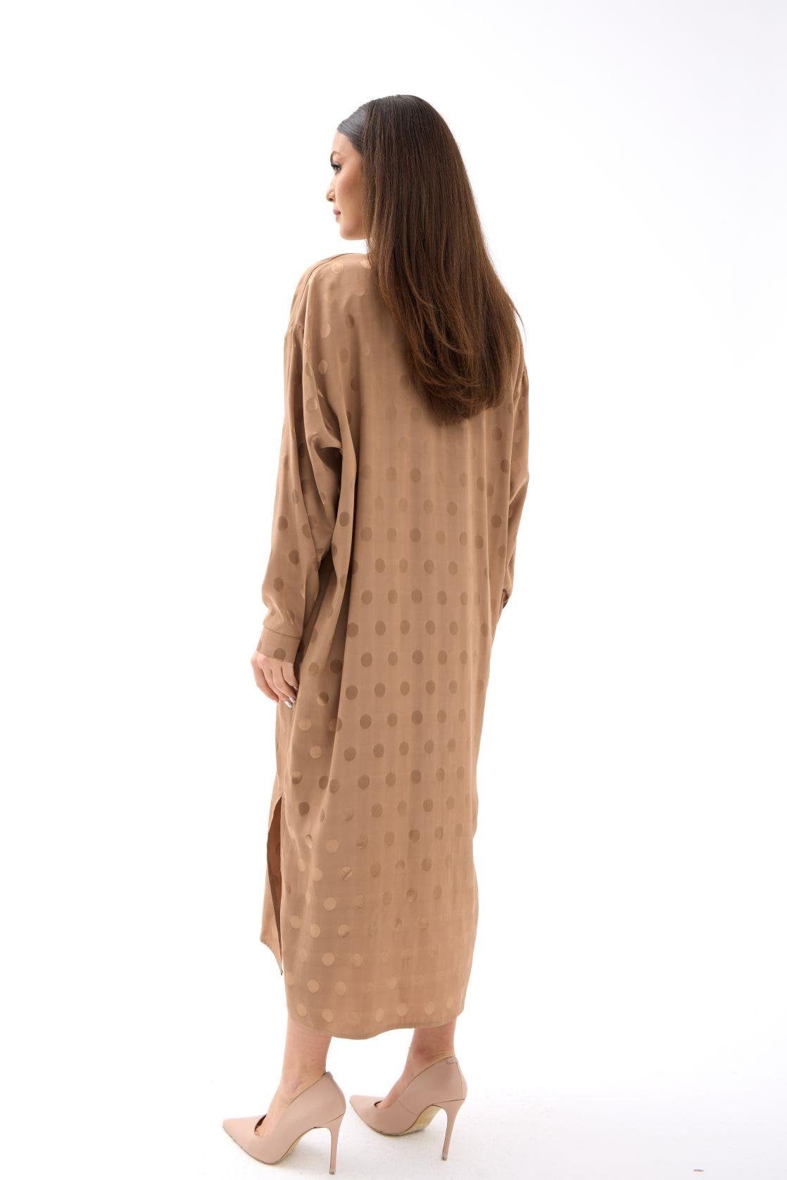 Long Button-Up Shirt Dress in Tobacco - Fame - by Peralane - photo 2