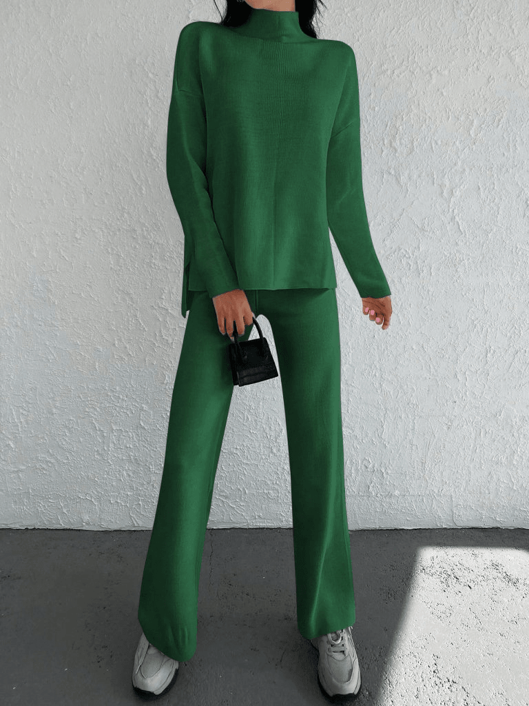 Women's Long Sleeve Ribbed Knit Co-ord Set in Emerald Green - Janes - by Peralane - photo 4