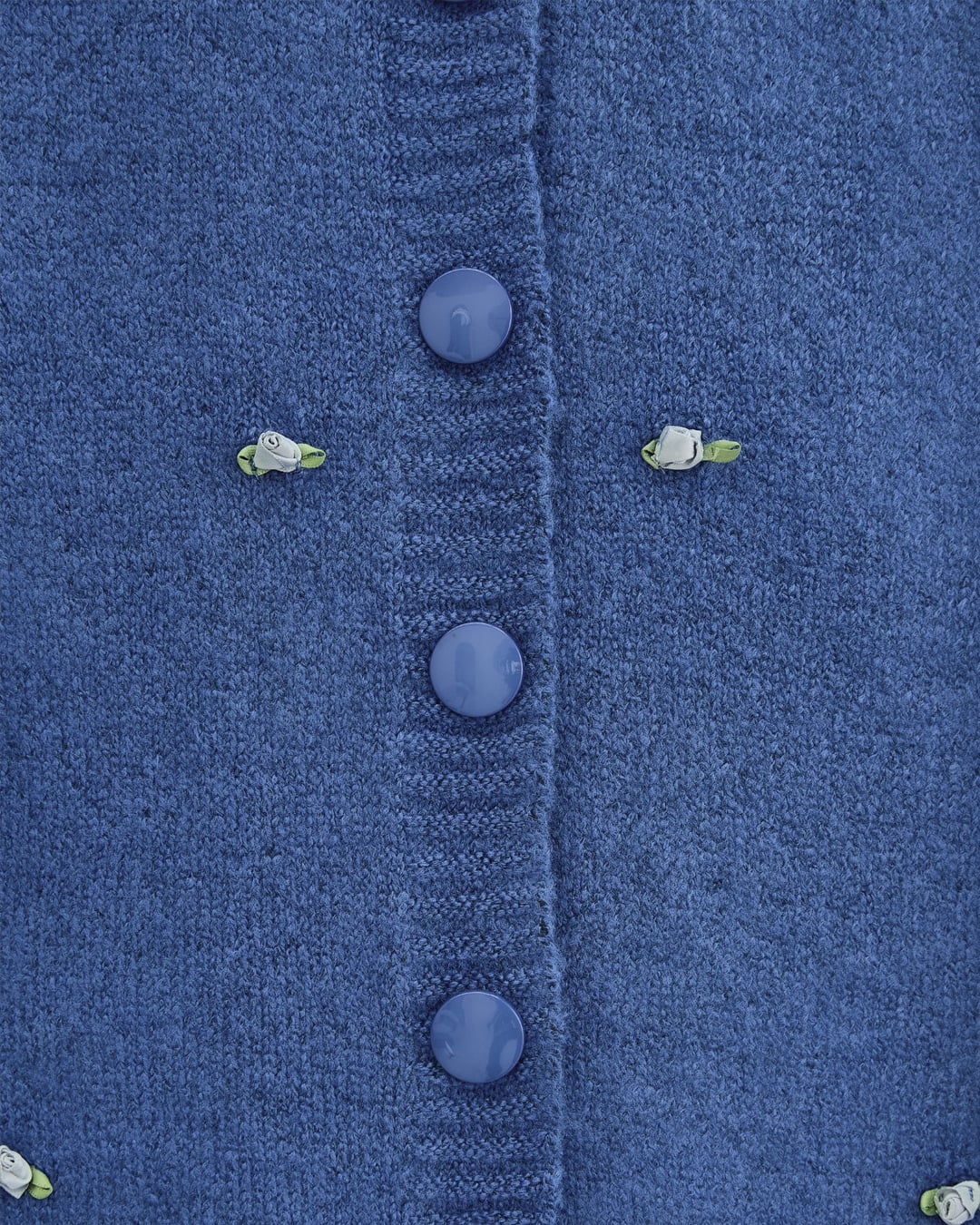 Buttoned Floral Detail Soft Cardigan - Blue - Podyumplus - by Peralane - photo 3