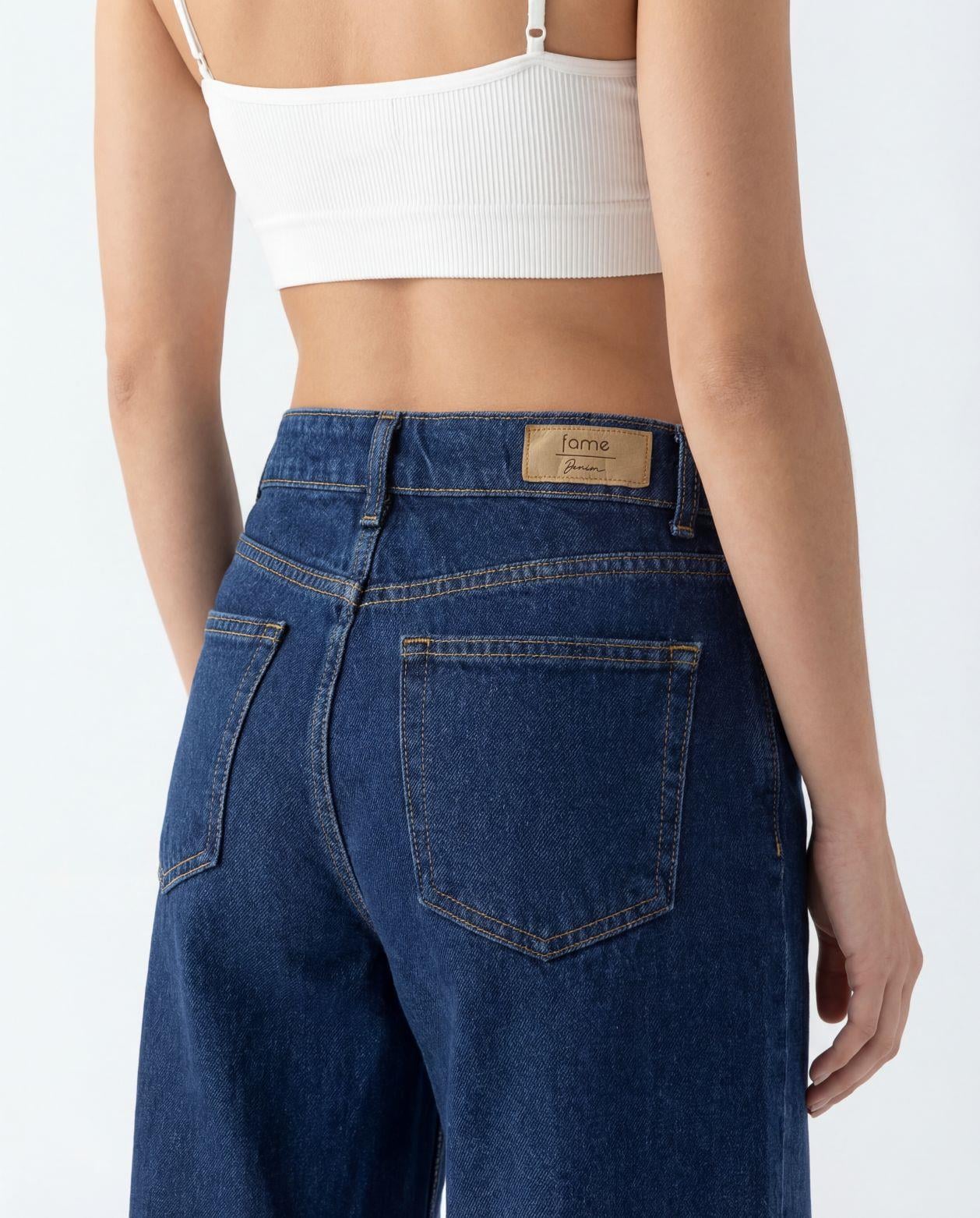 Dark Blue Wide-Leg Denim Jeans for Women - Fame - by Peralane - photo 4