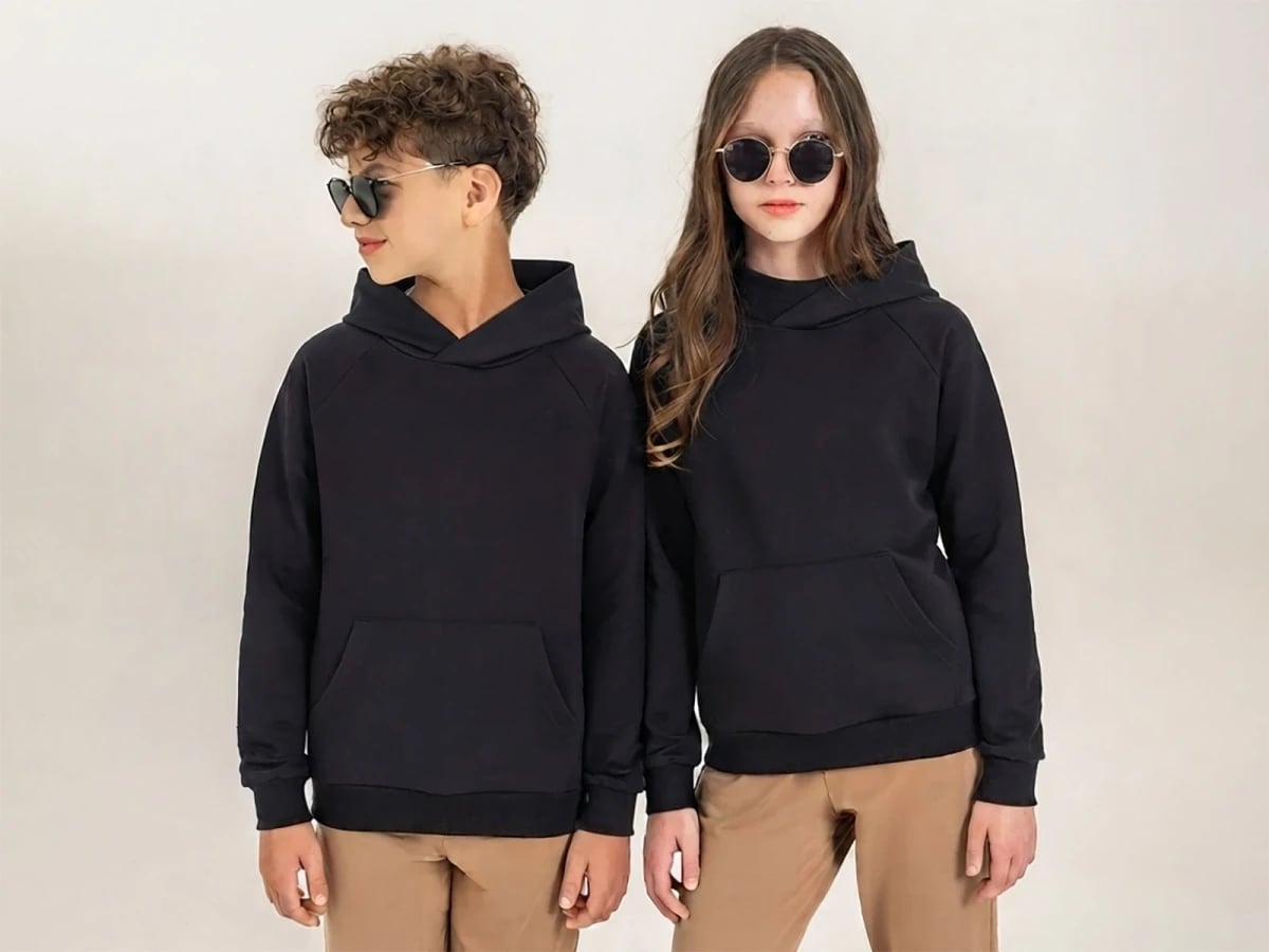 Kids' Hooded Kangaroo Pocket Compact Sweatshirt - Navy - Nickel - by Peralane