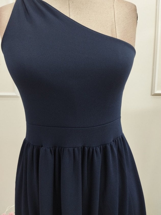Women's One-Shoulder Navy Blue Maxi Dress with Clip Detail and Side Slit - Janes - by Peralane - photo 7