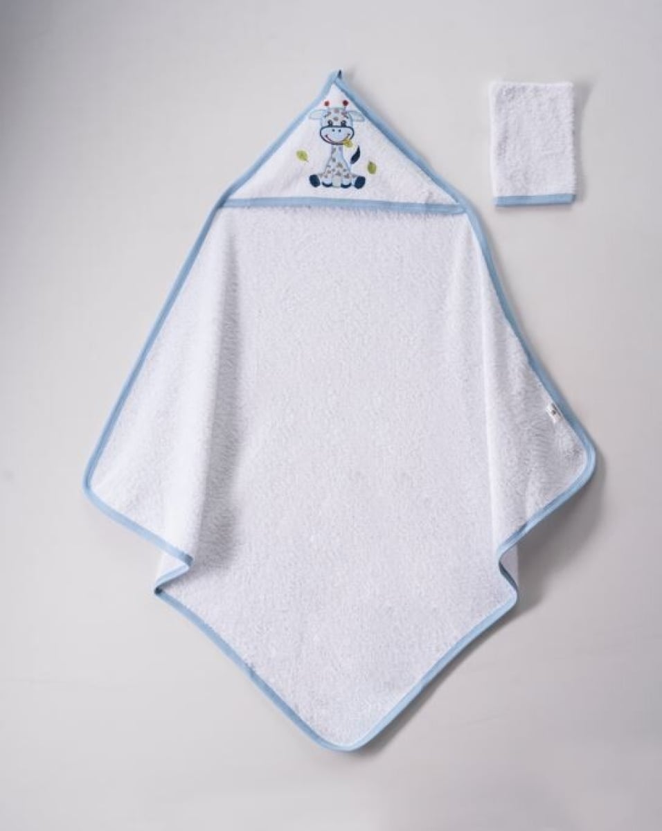 Unisex Baby Bath Set with Hooded Towel and Washcloth 80x80 cm - Ramel Kids - by Peralane