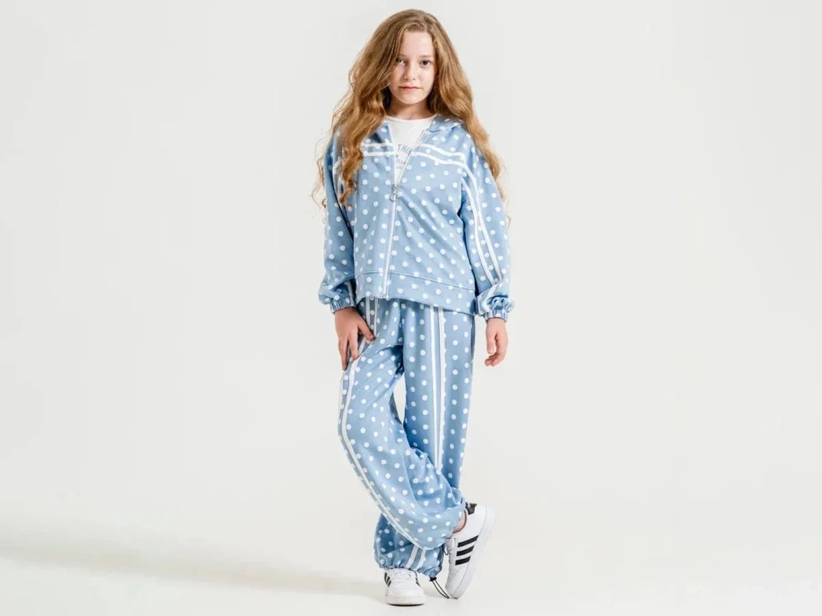 Girls' Striped Zip-Up Hoodie and Trousers Tracksuit Set - ÖZ Bebe - by Peralane