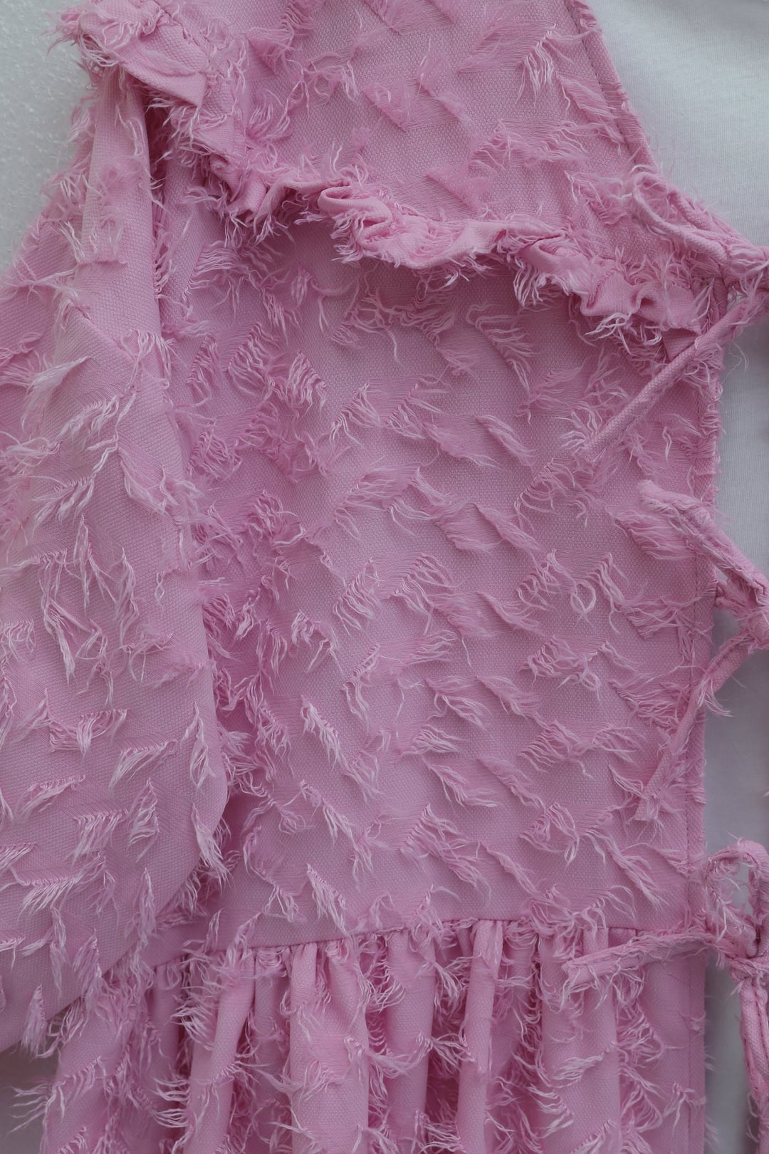 Pink Lace-Up Textured Clip Jacquard Kimono - Podyumplus - by Peralane - photo 5