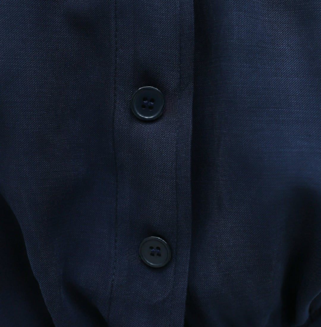Navy Diagonal Blouse with High Collar and Elasticated Waist and Cuffs - Podyumplus - by Peralane - photo 6