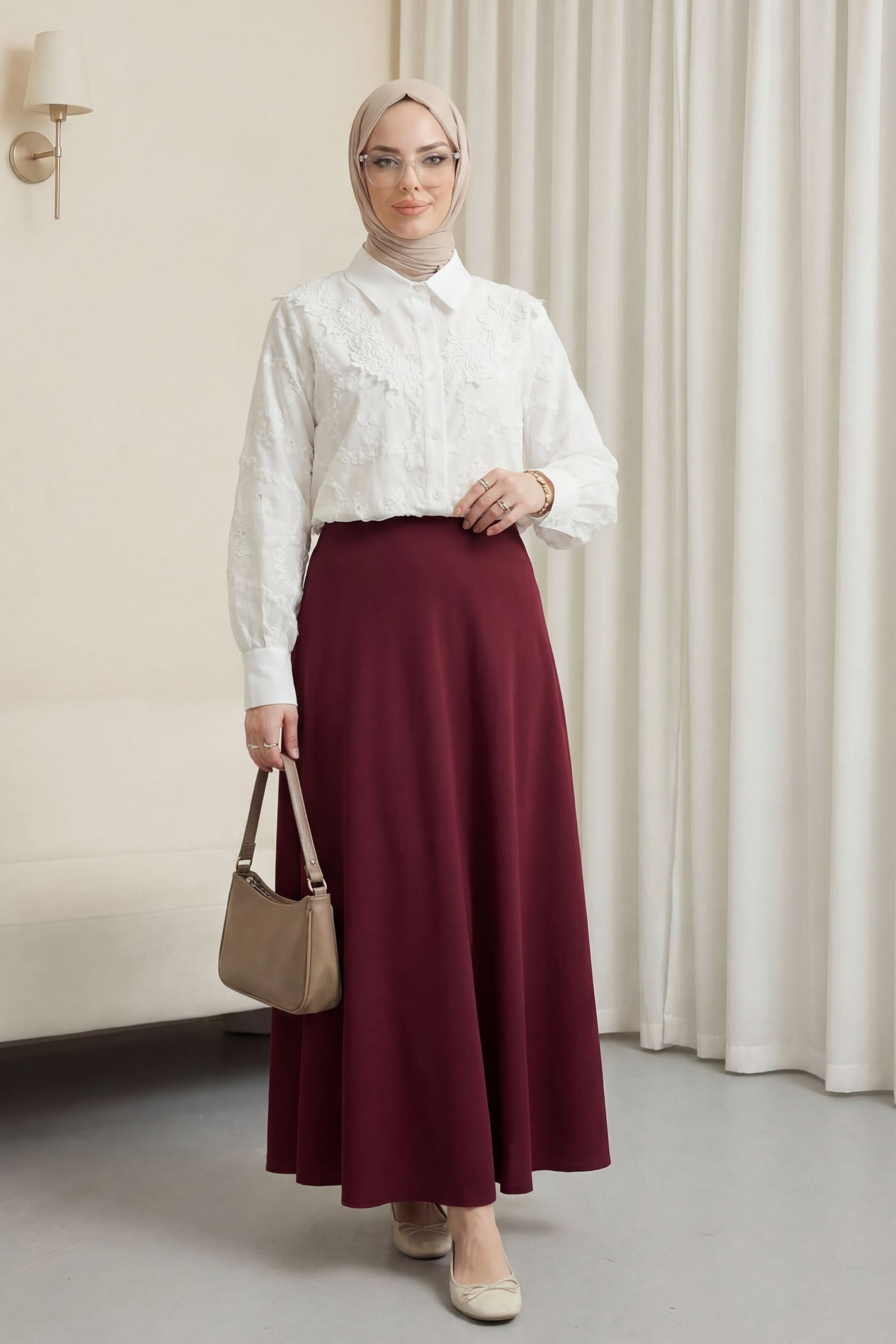 White Floral Embroidered Button-Down Blouse with Lace Details - Podyumplus - by Peralane - photo 5