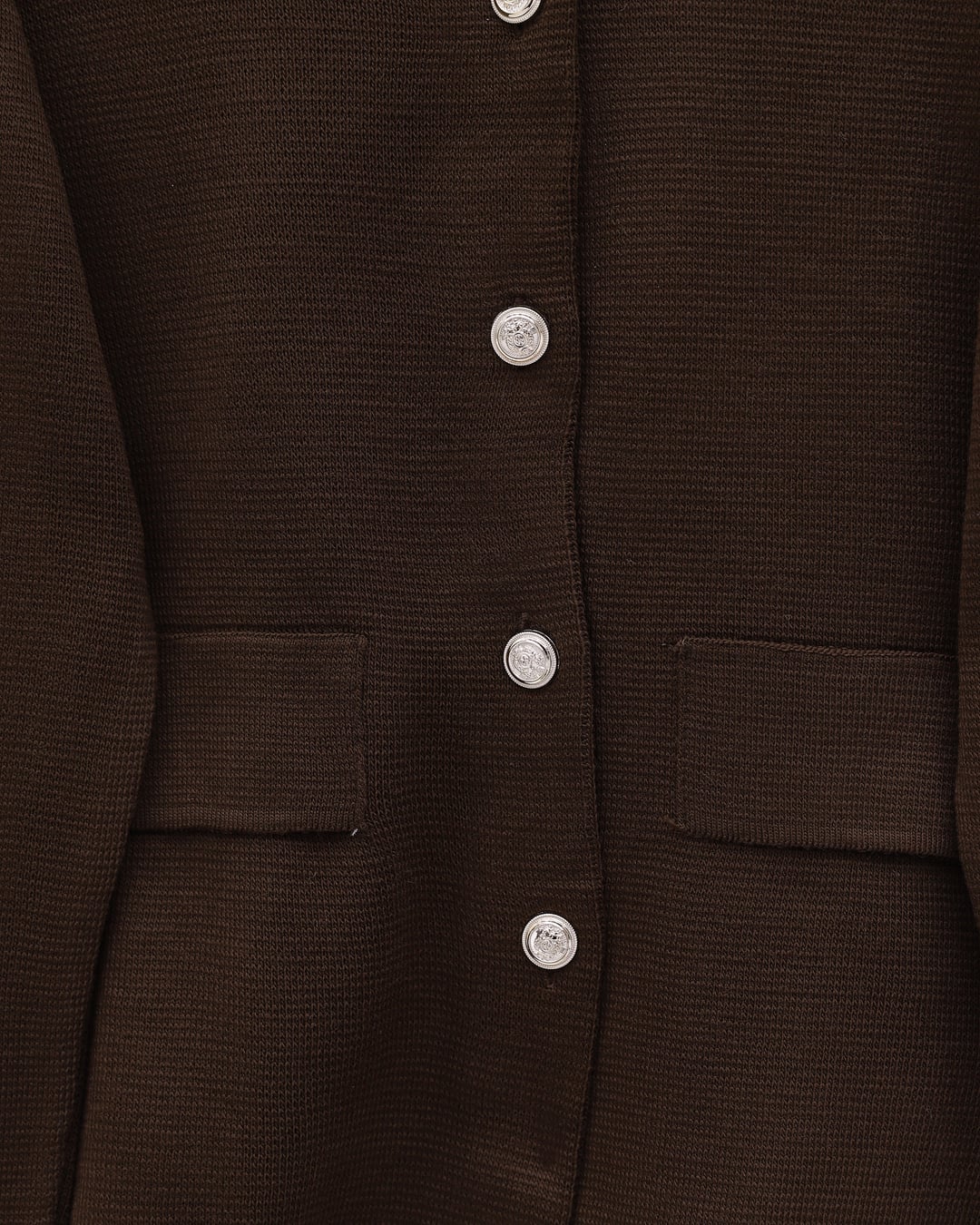 Button-Front Collared Knit Co-ord Set with Skirt - Brown - Podyumplus - by Peralane - photo 4