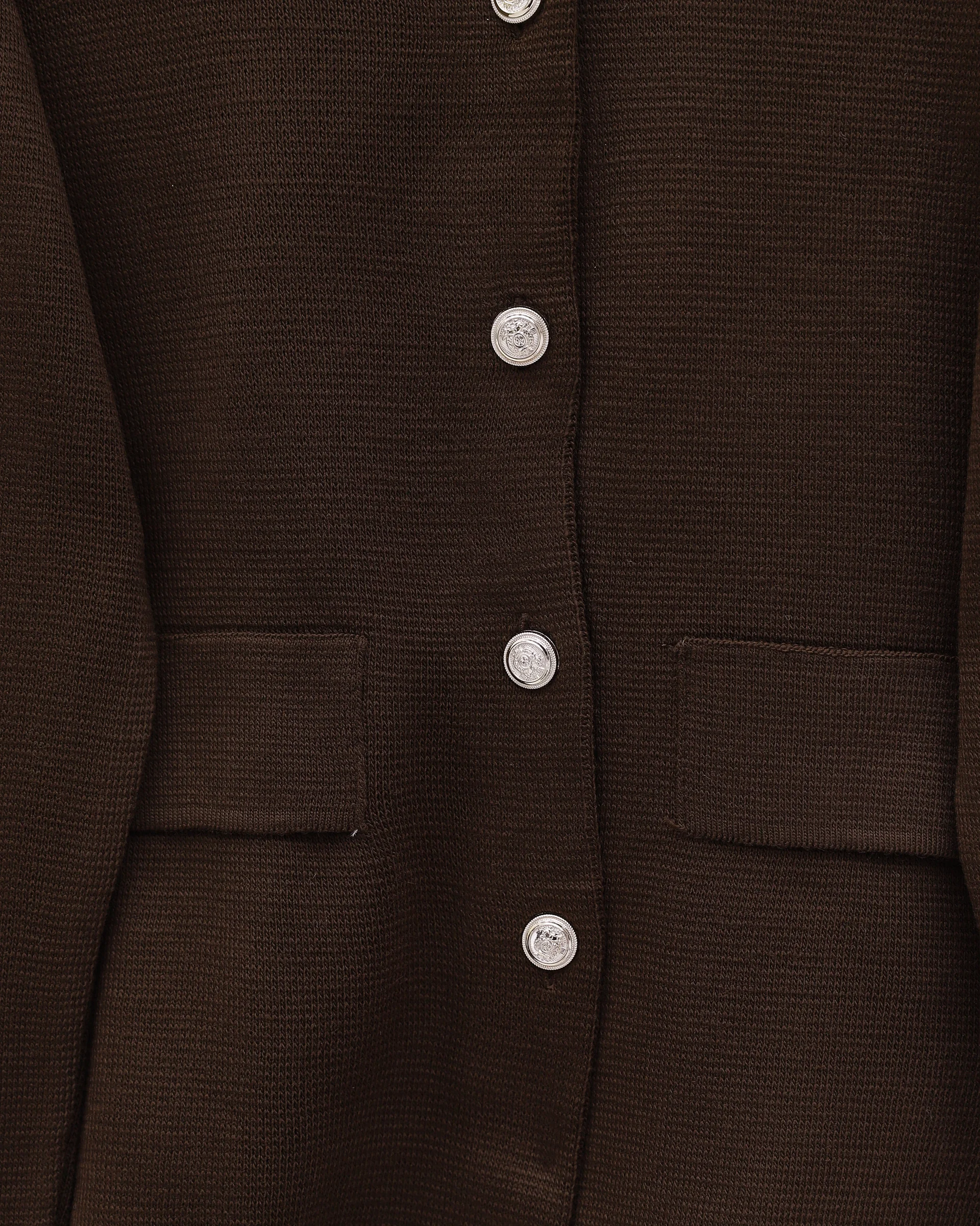Button-Front Collared Knit Co-ord Set with Skirt - Brown - Podyumplus - by Peralane - photo 4