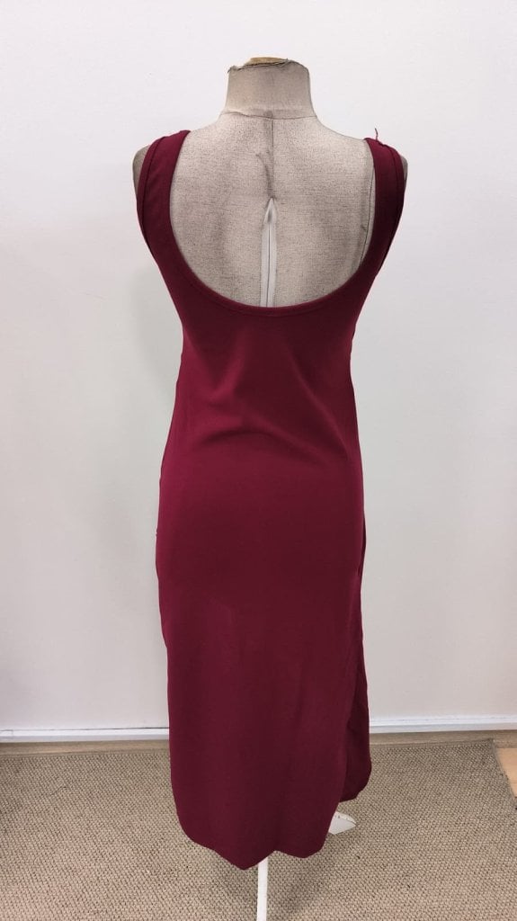 Women's Sleeveless V-Neck Maxi Dress with Asymmetric Cut, Deep Red - Janes - by Peralane - photo 6
