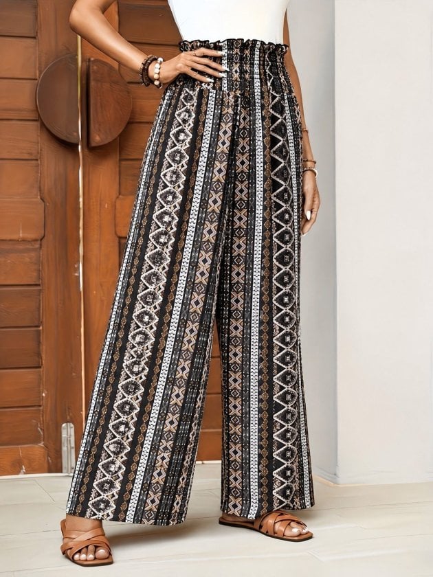 Women's High-Waist Drawstring Patterned Long Suprem Pant - Janes - by Peralane - photo 3