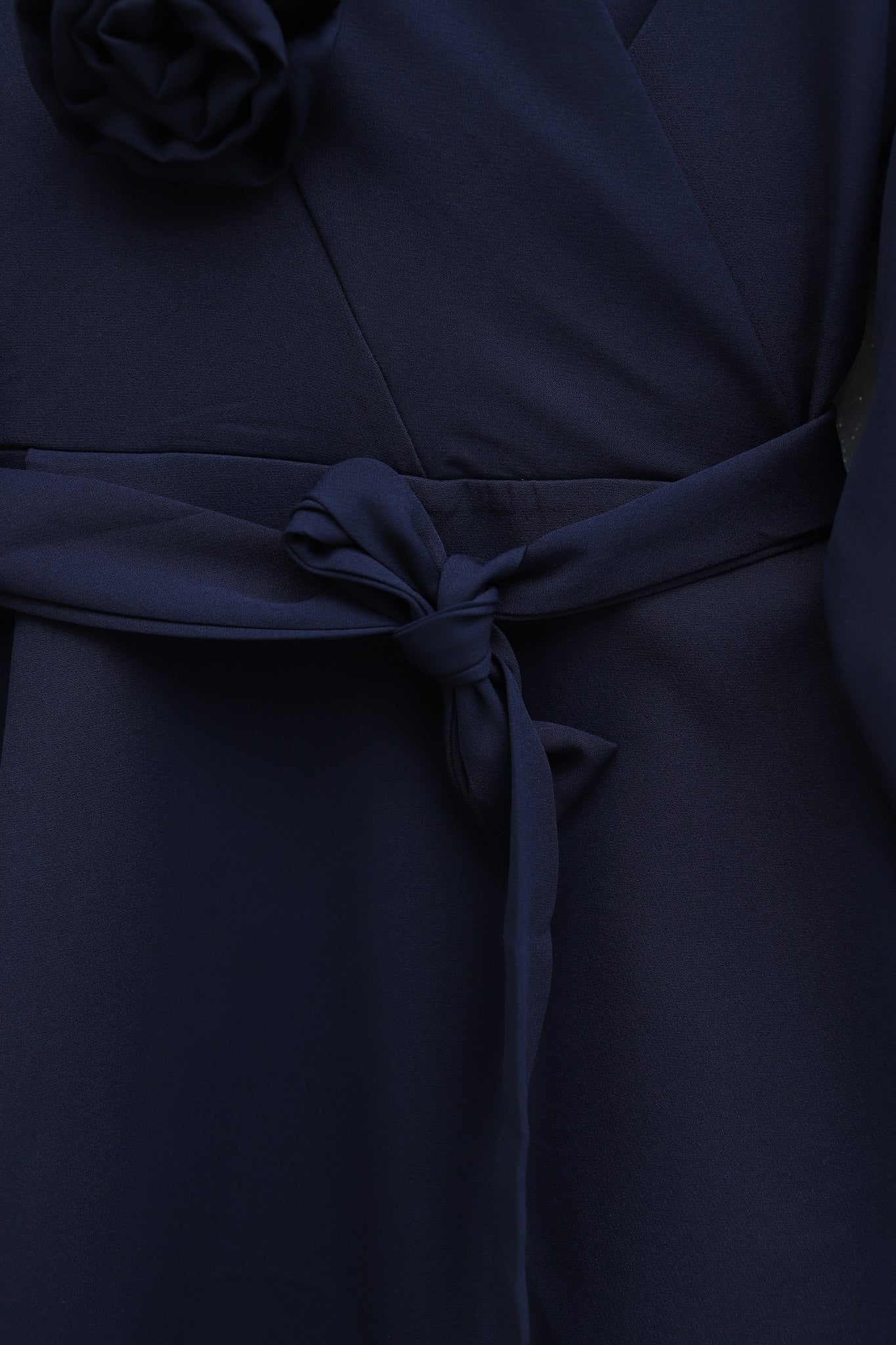 Womens Navy Wrap-Style Tunic and Trousers Two-Piece Set with Rose Brooch and Scarf - Podyumplus - by Peralane - photo 7