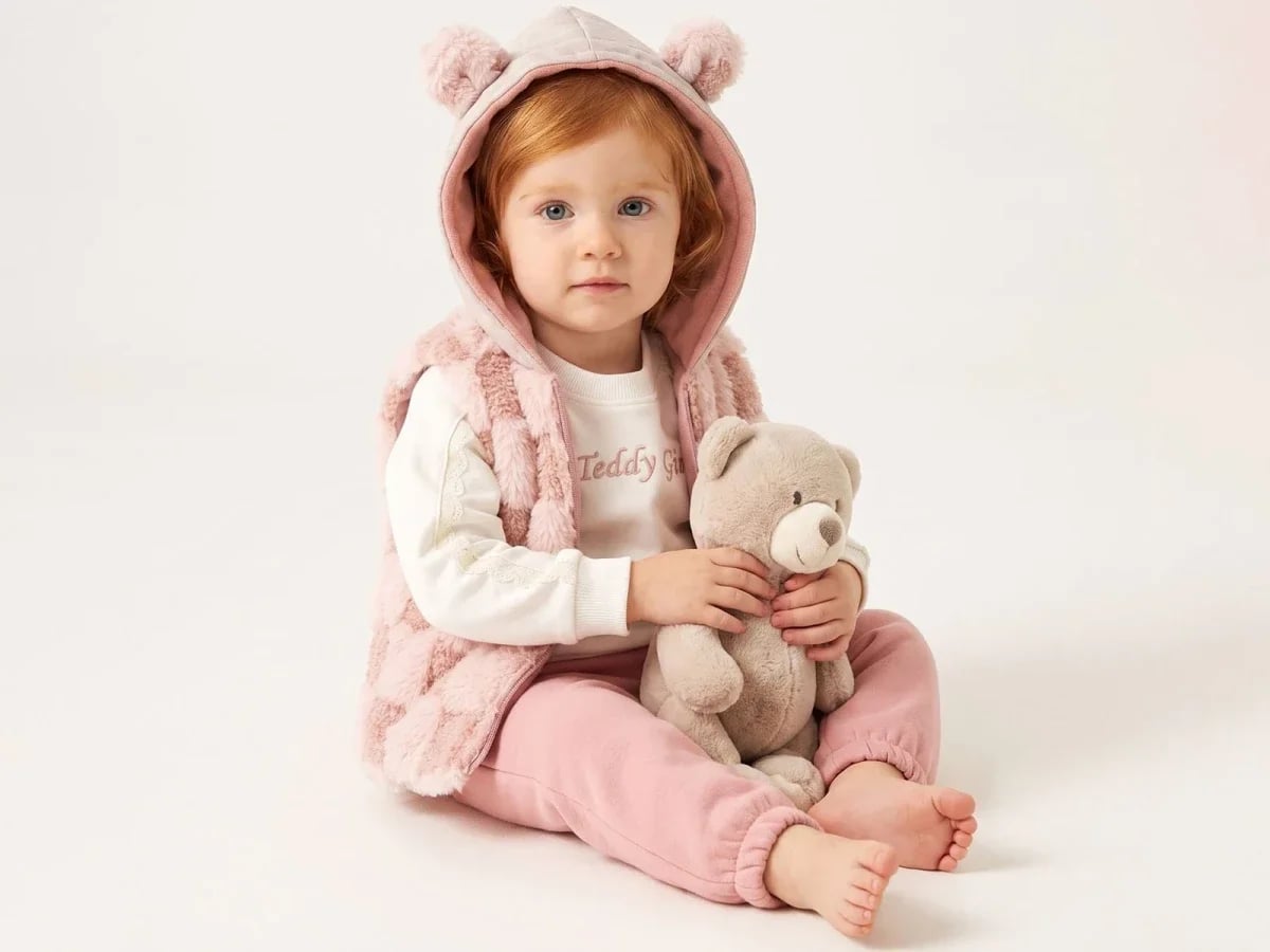 Teddy Detail 3-Piece Baby Girl Set - Pink - Bebly - by Peralane