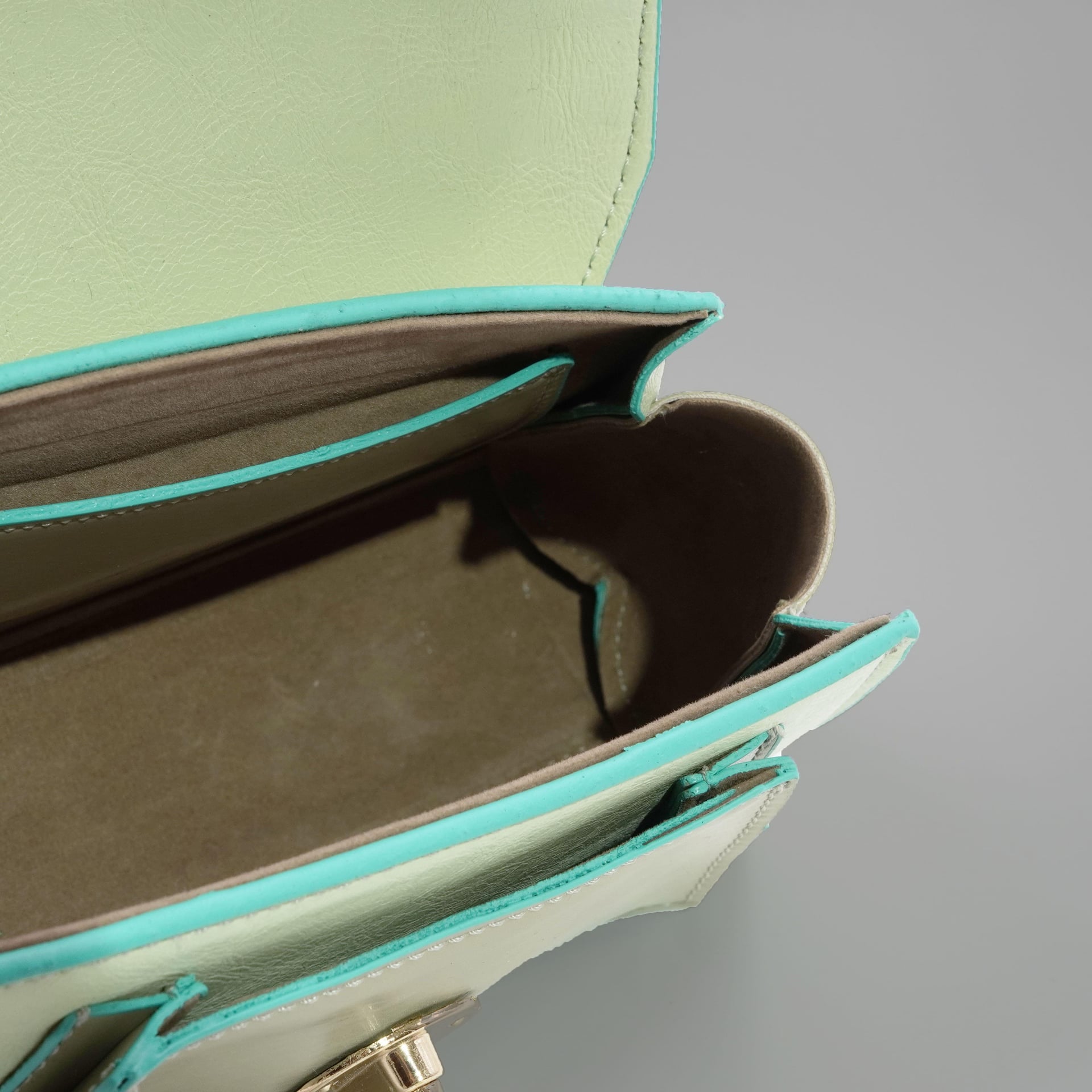 Luisa Handbag in Light Green with Beige and Turquoise Trim - Aron Atelier - by Peralane - photo 5
