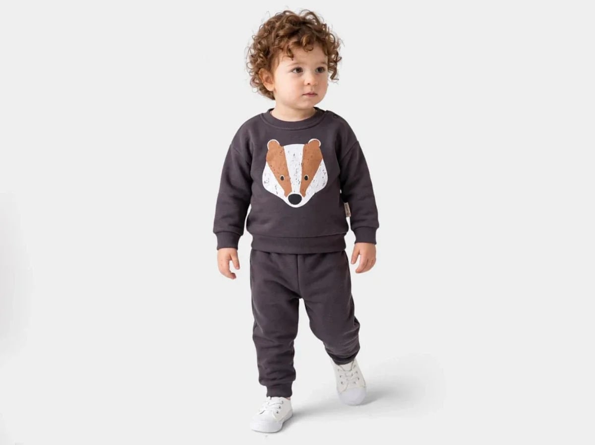 Boys' Badger Print Brushed Cotton Blend Sweatshirt and Trousers Set - Vovido - by Peralane