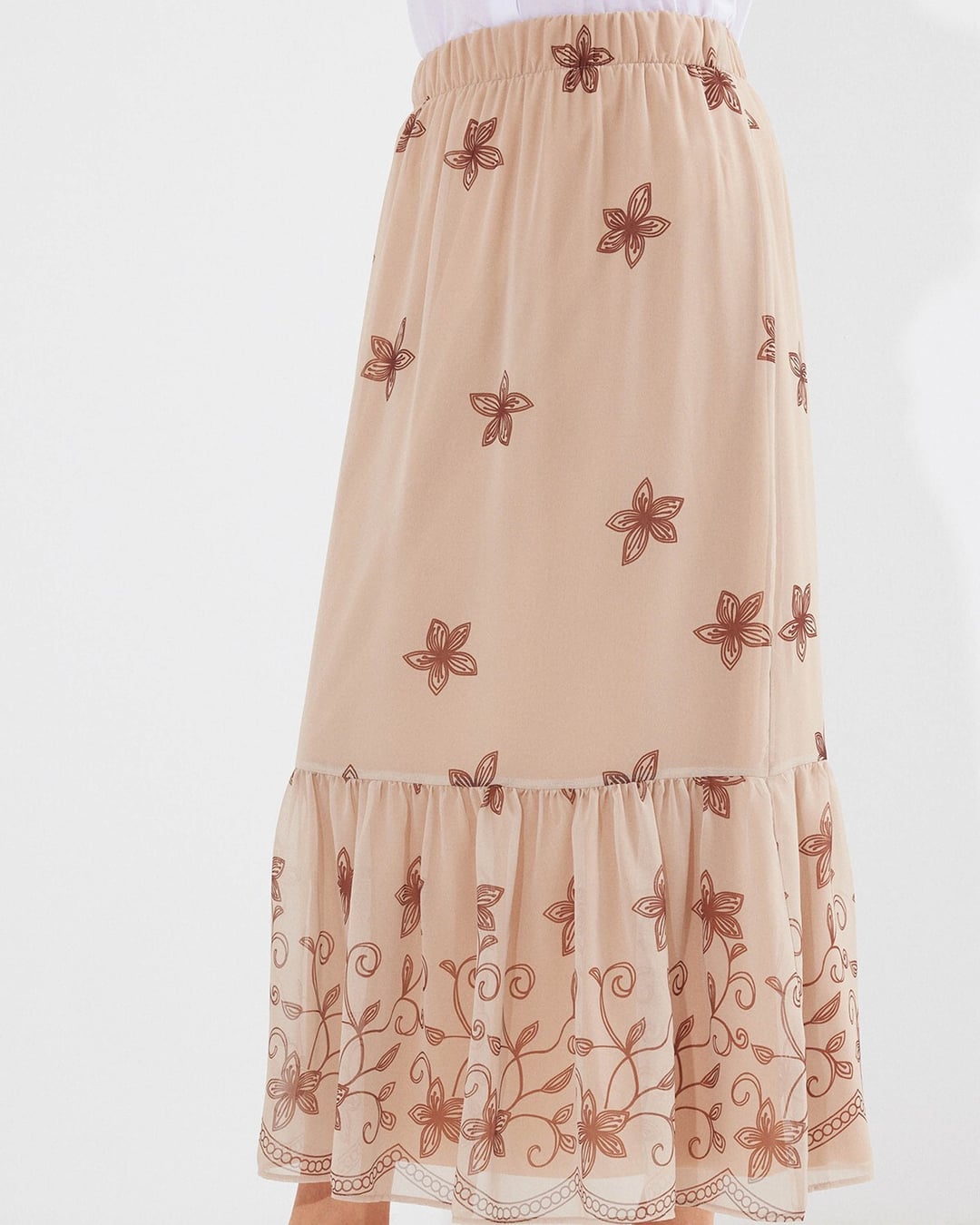 Patterned Chiffon Maxi Skirt - Beige - Bigdart - by Peralane - photo 3