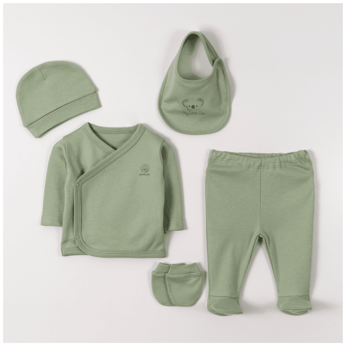Unisex Newborn 4-Piece Set in Sage Green - 0-1M - Pambuliq - by Peralane