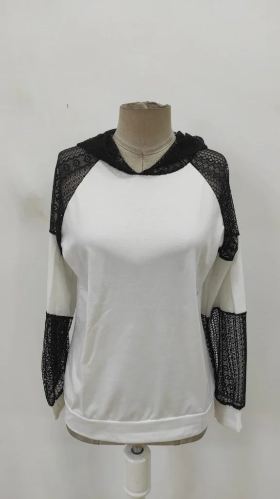 Women's Long Sleeve Lace Hooded Viscose Two-Thread Blouse - Janes - by Peralane - photo 6
