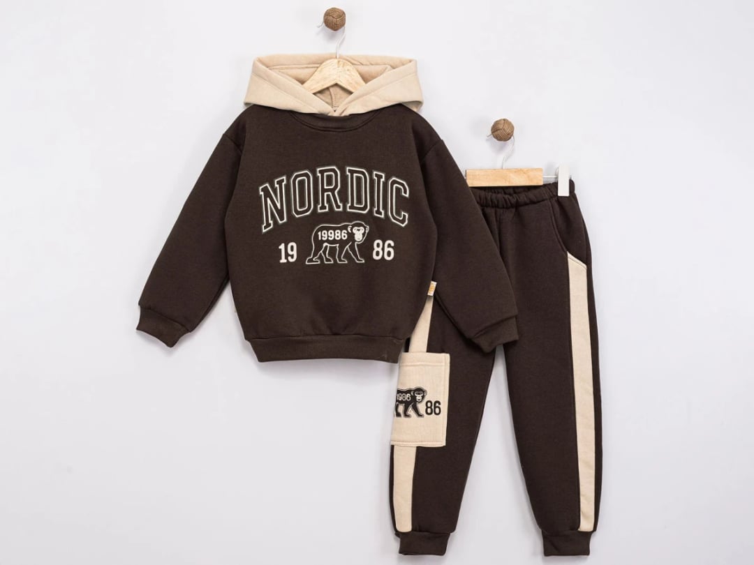 Nordic Print Hooded Boys' Tracksuit Set - Feely Kids - by Peralane